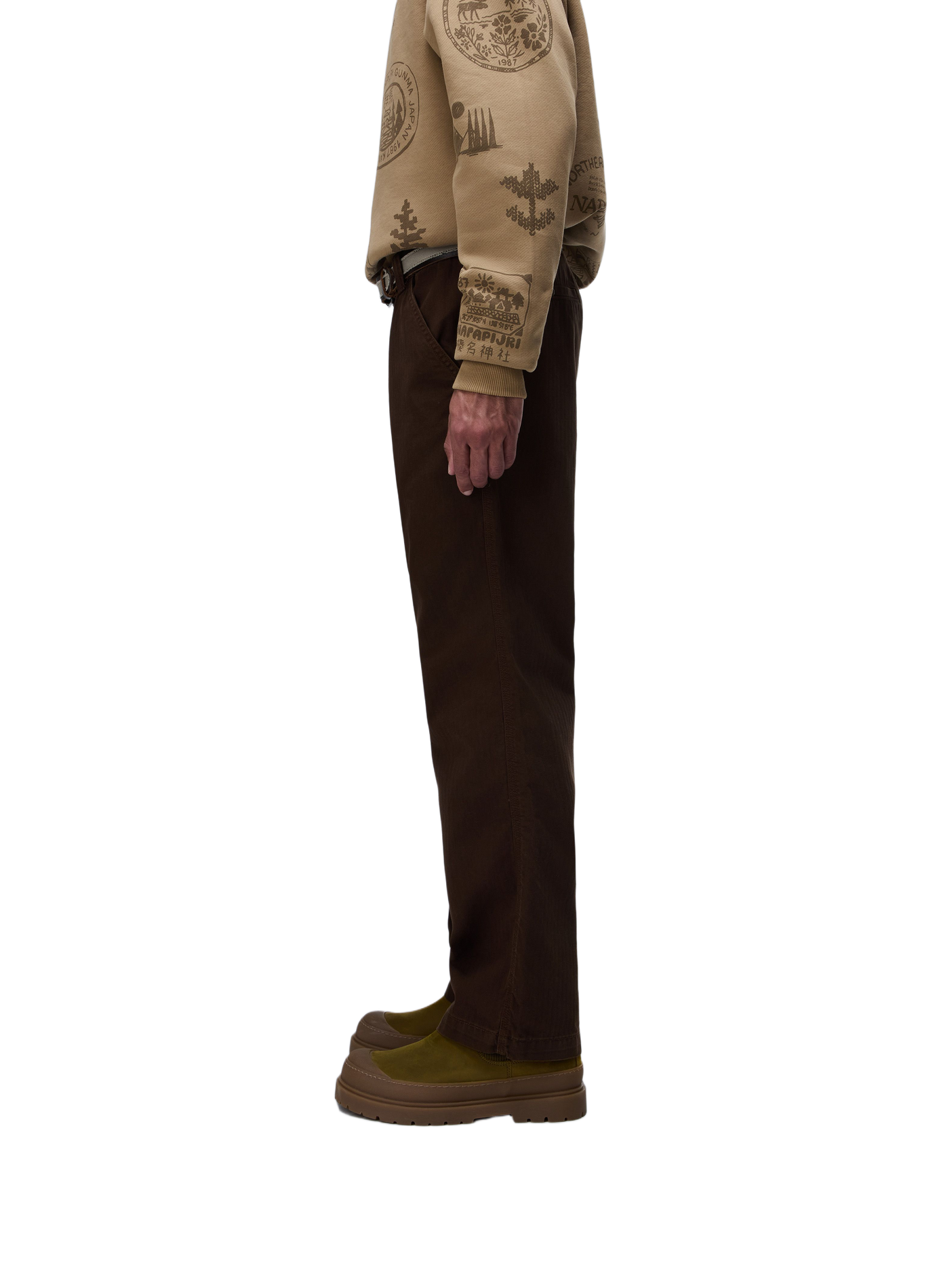 Solid straight cotton pants NAPAPIJRI Brown