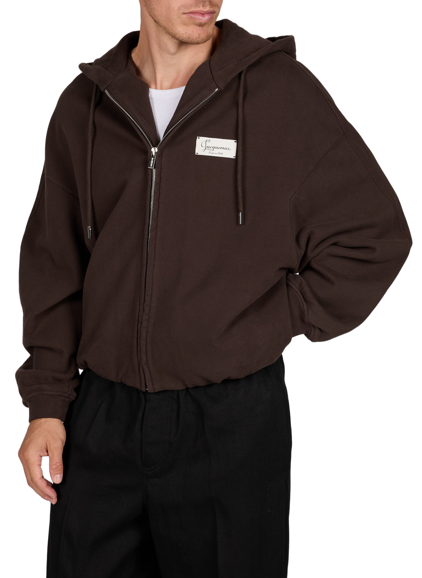 Effen hoodie met rits JACQUEMUS Bruin