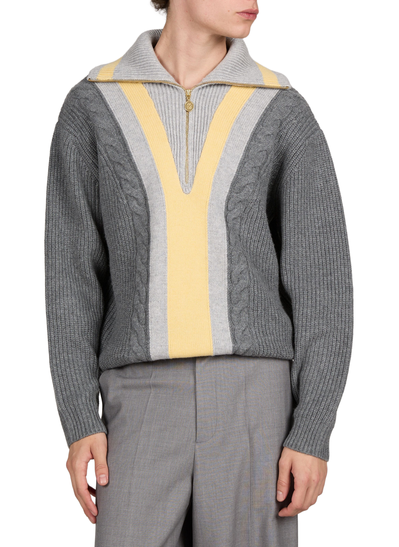 Wool and cashmere zip-neck sweater DROLE DE MONSIEUR Grey