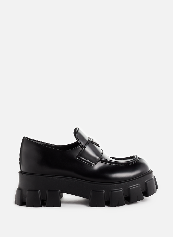 Leather wedge loafers PRADA