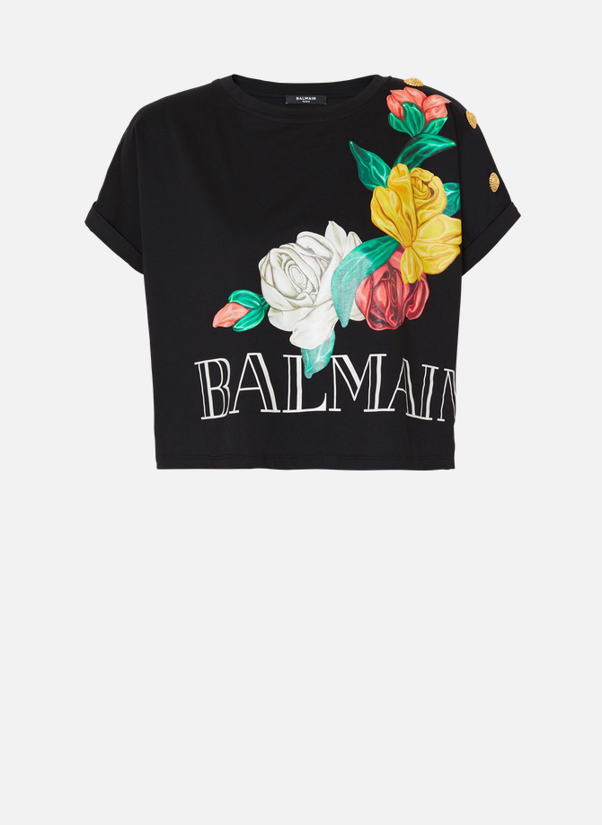 T-shirt balmain vintage imprimé roses BALMAIN