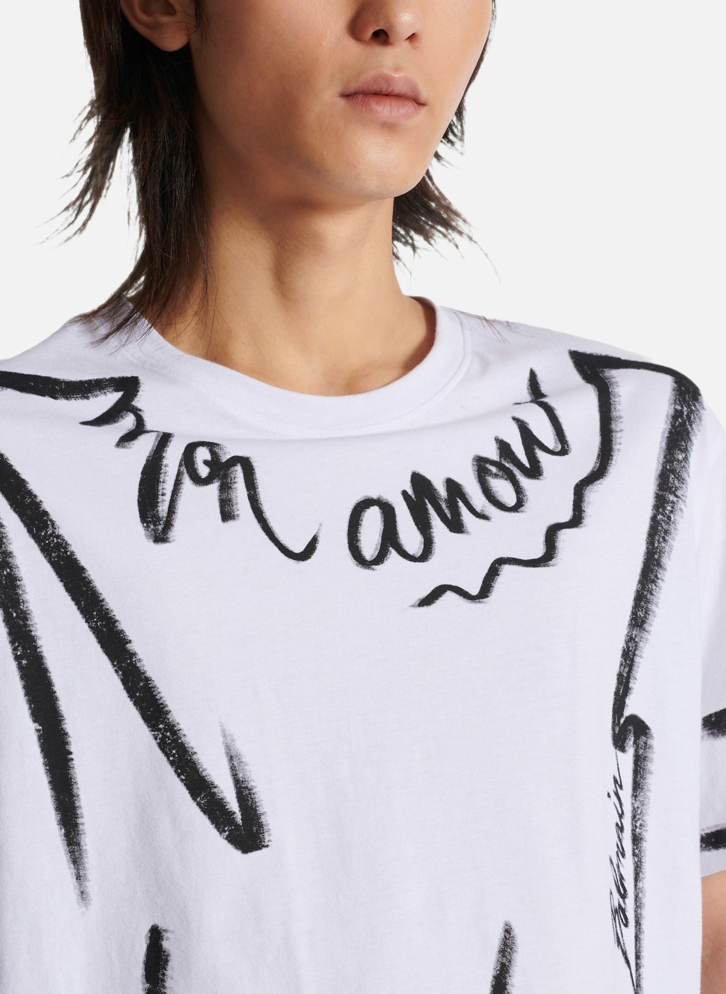T-shirt imprimé « lettre d'amour » BALMAIN Blanc