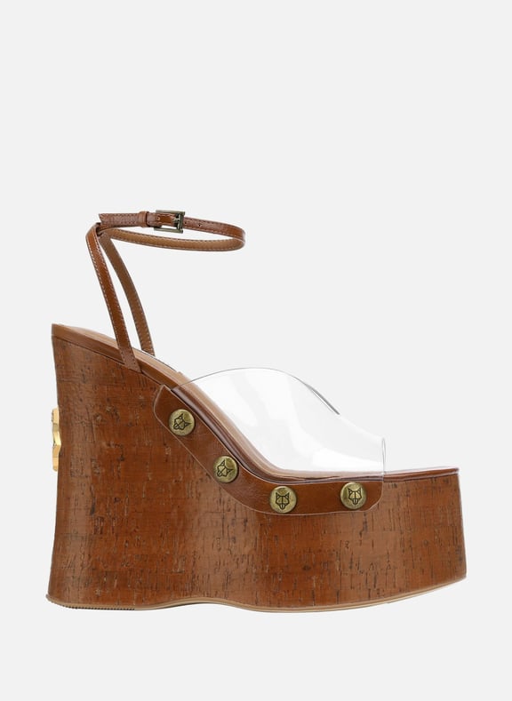 Sabots compensés tiger lilly Marron by NAKED WOLFE NAKED WOLFE Sabots compensés tiger lilly Marron