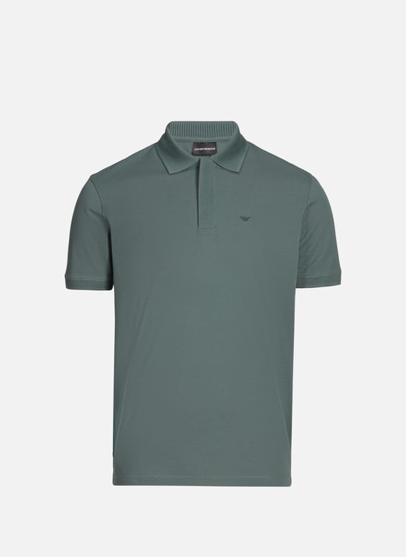 Short sleeve cotton polo shirt Green by EMPORIO ARMANI EMPORIO ARMANI Short sleeve cotton polo shirt Green