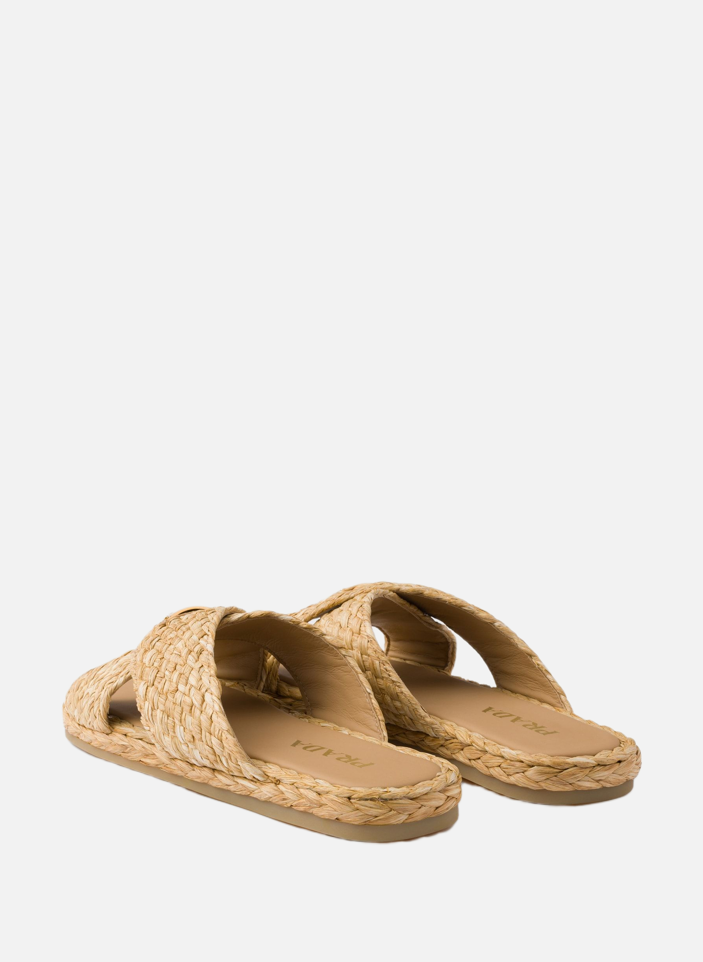 Mules croisées en raphia PRADA Beige