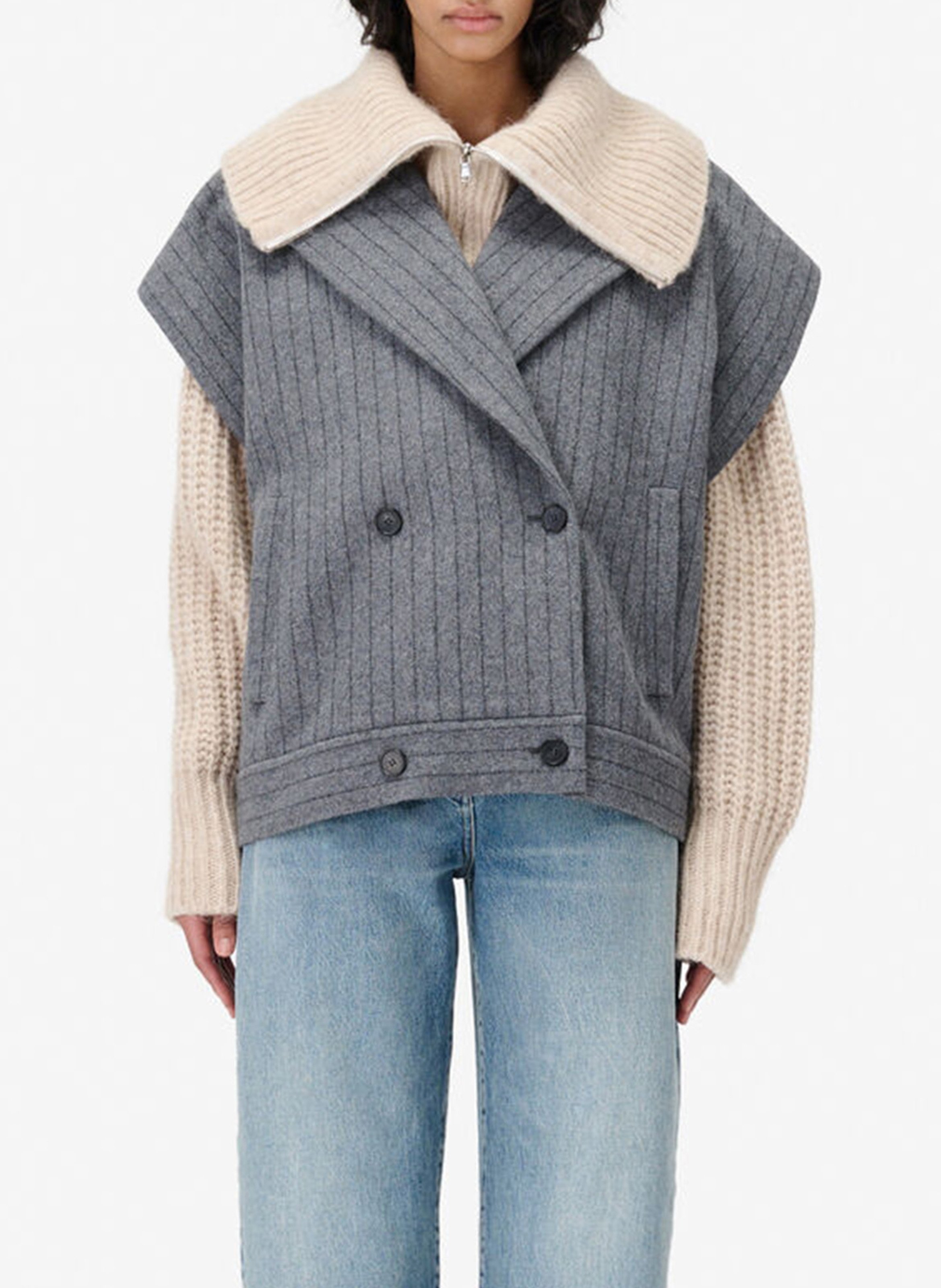 Veste col tailleur en laine mélangée nestia IRO Gris