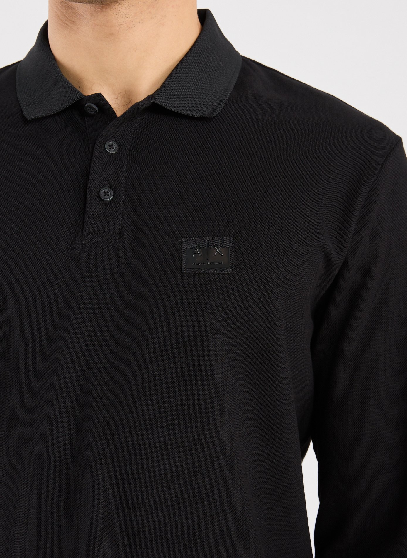 Long-sleeve cotton Polo shirt ARMANI EXCHANGE Black