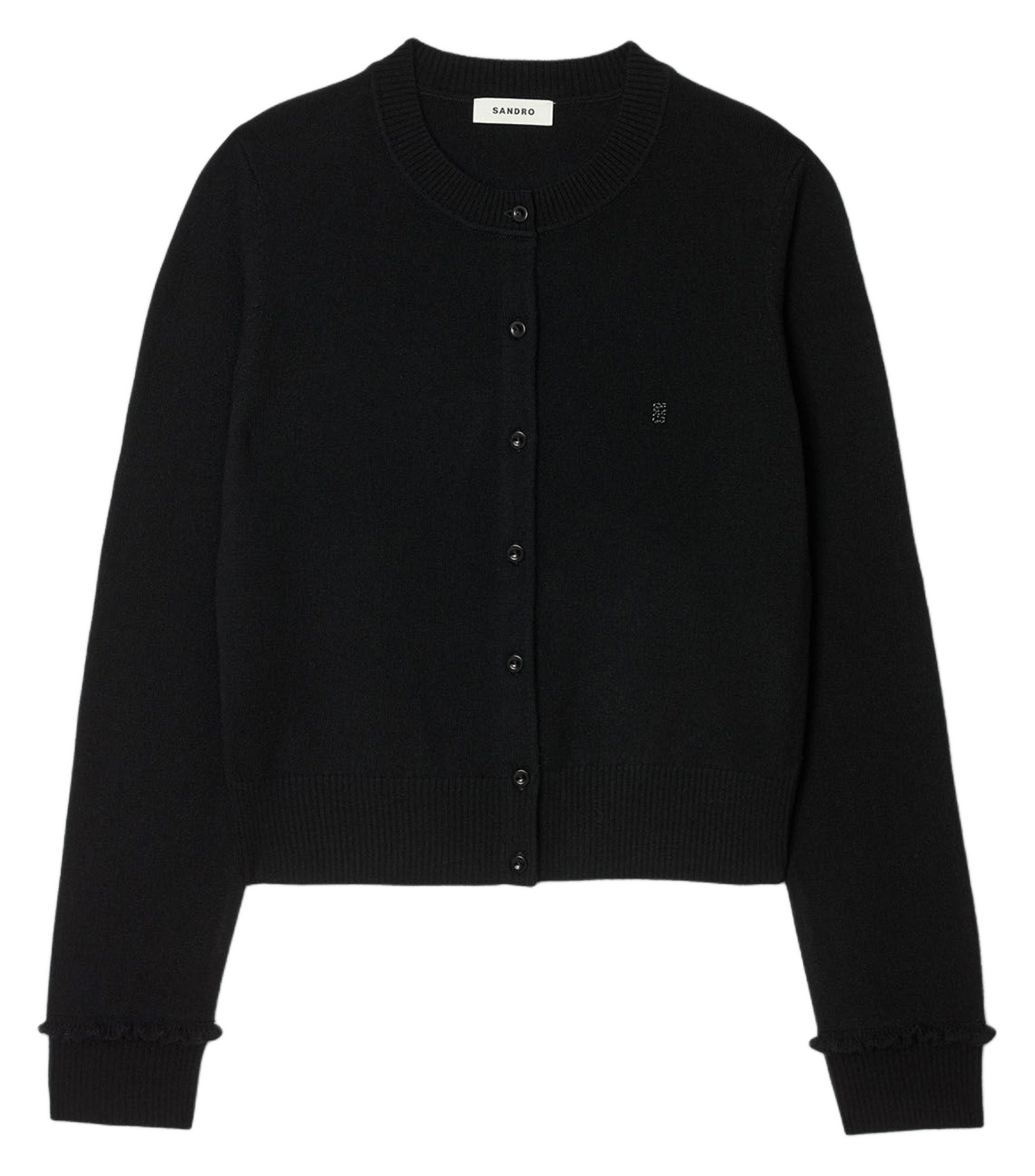 Cardigan à volants en laine mélangée SANDRO Noir