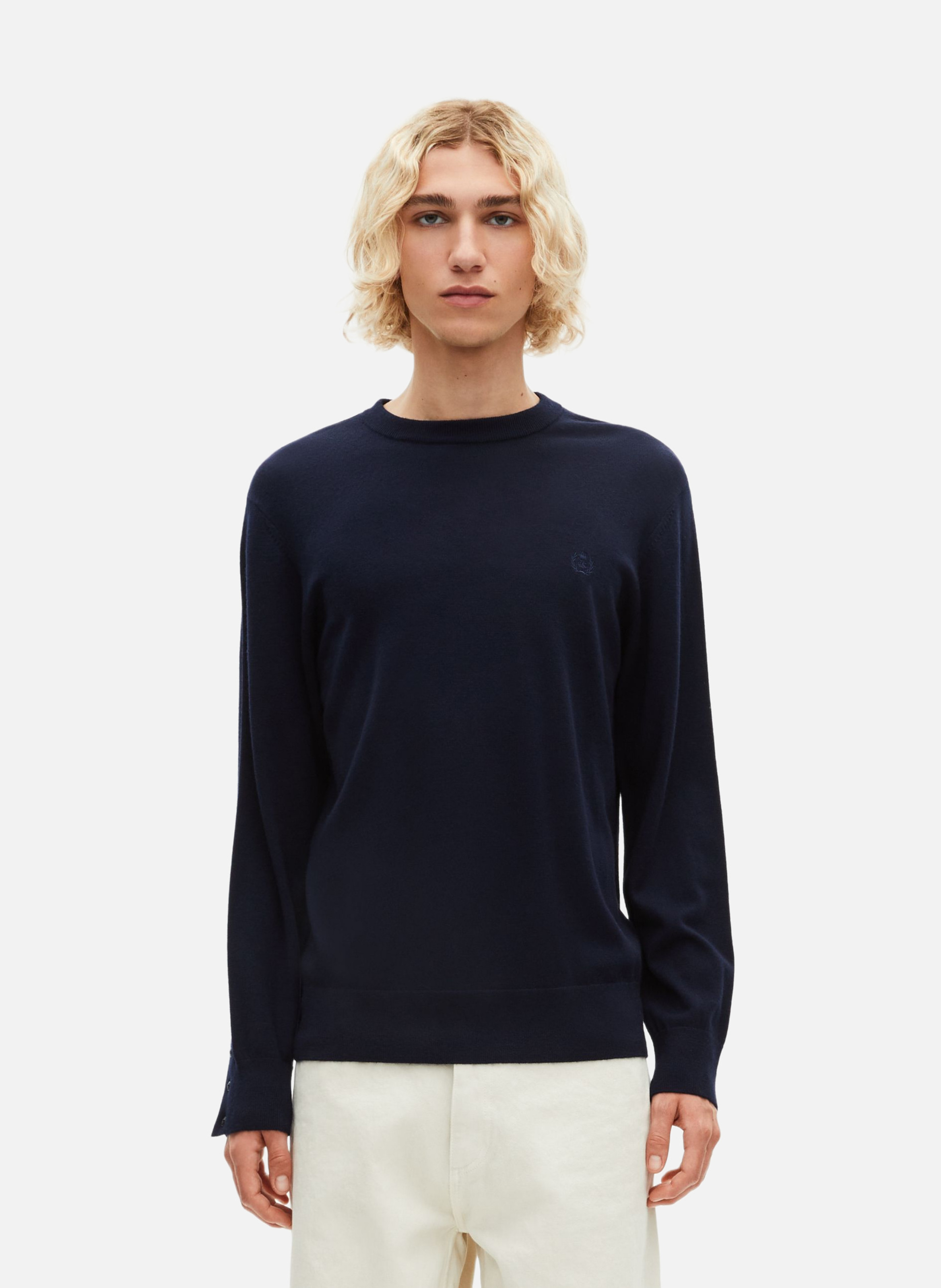 Pull col rond en laine mérinos THE KOOPLES Bleu