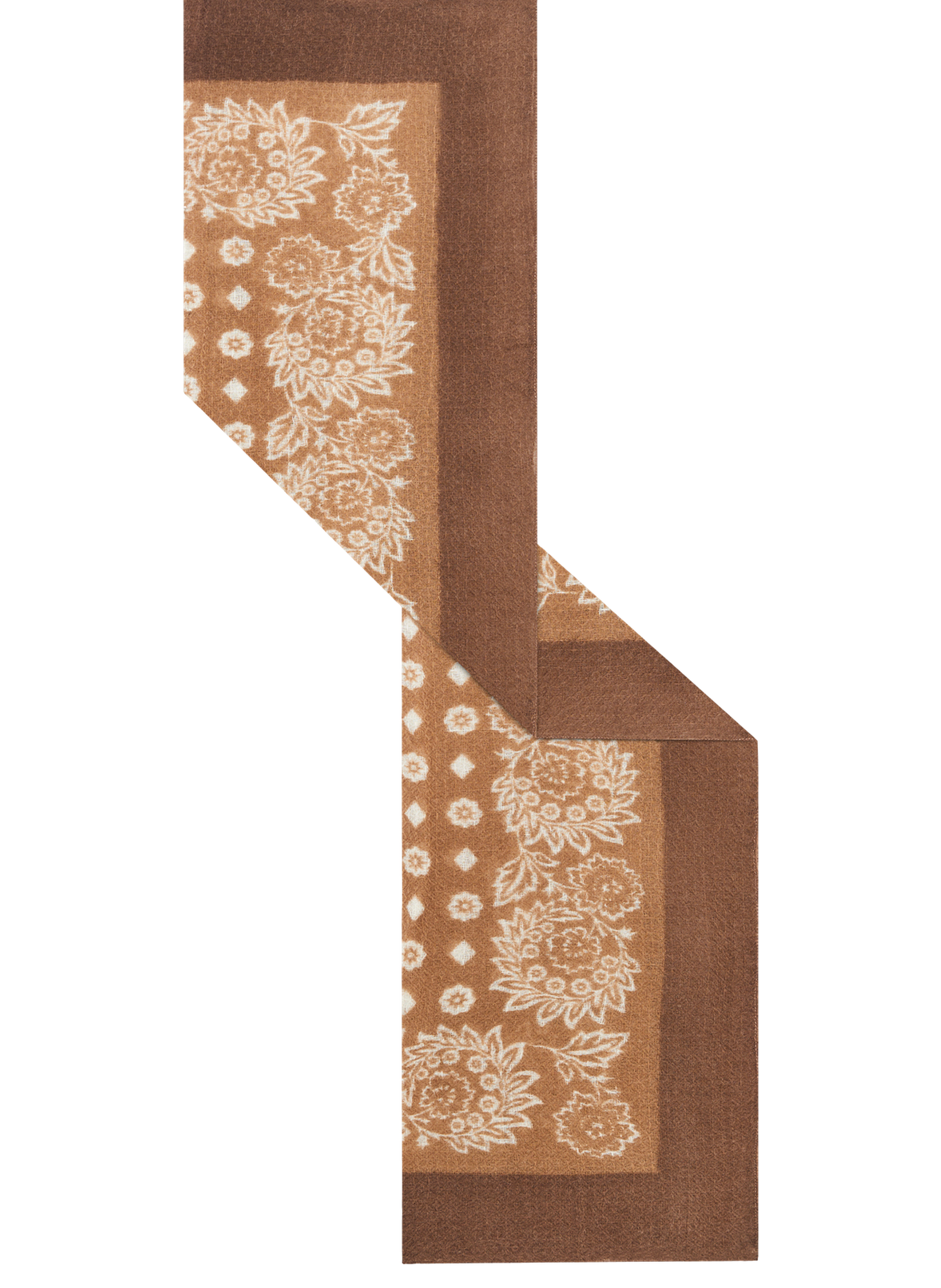 Carré imprimé en laine et soie - renelle PABLO Marron