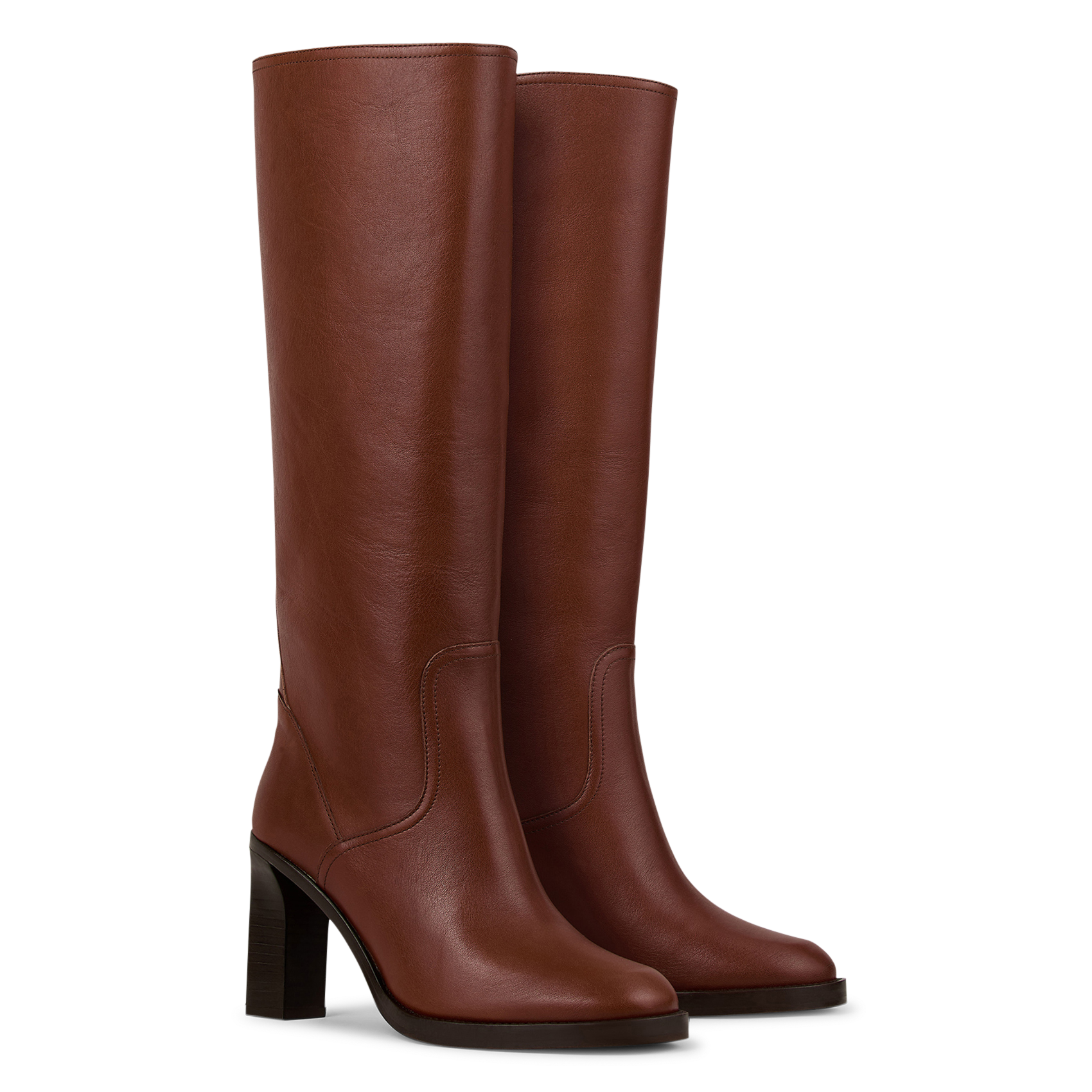 Bottes hautes unies en cuir celoria BA&SH Marron