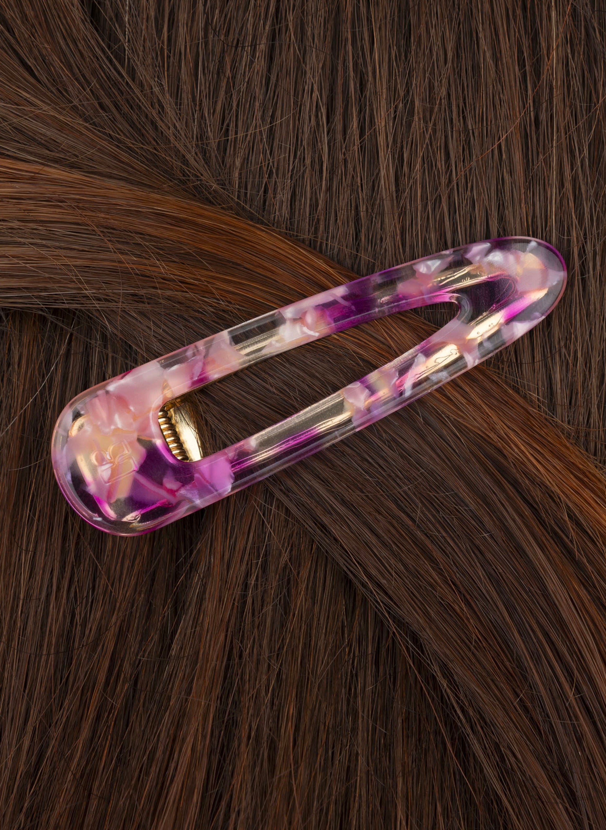 Barrette à cheveux triangle en acétate de cellulose et acier inoxydable KURAGE GINZA Rose