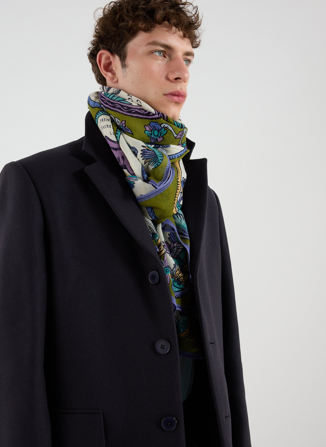 Foulard imprimé en laine INOUI EDITIONS Vert