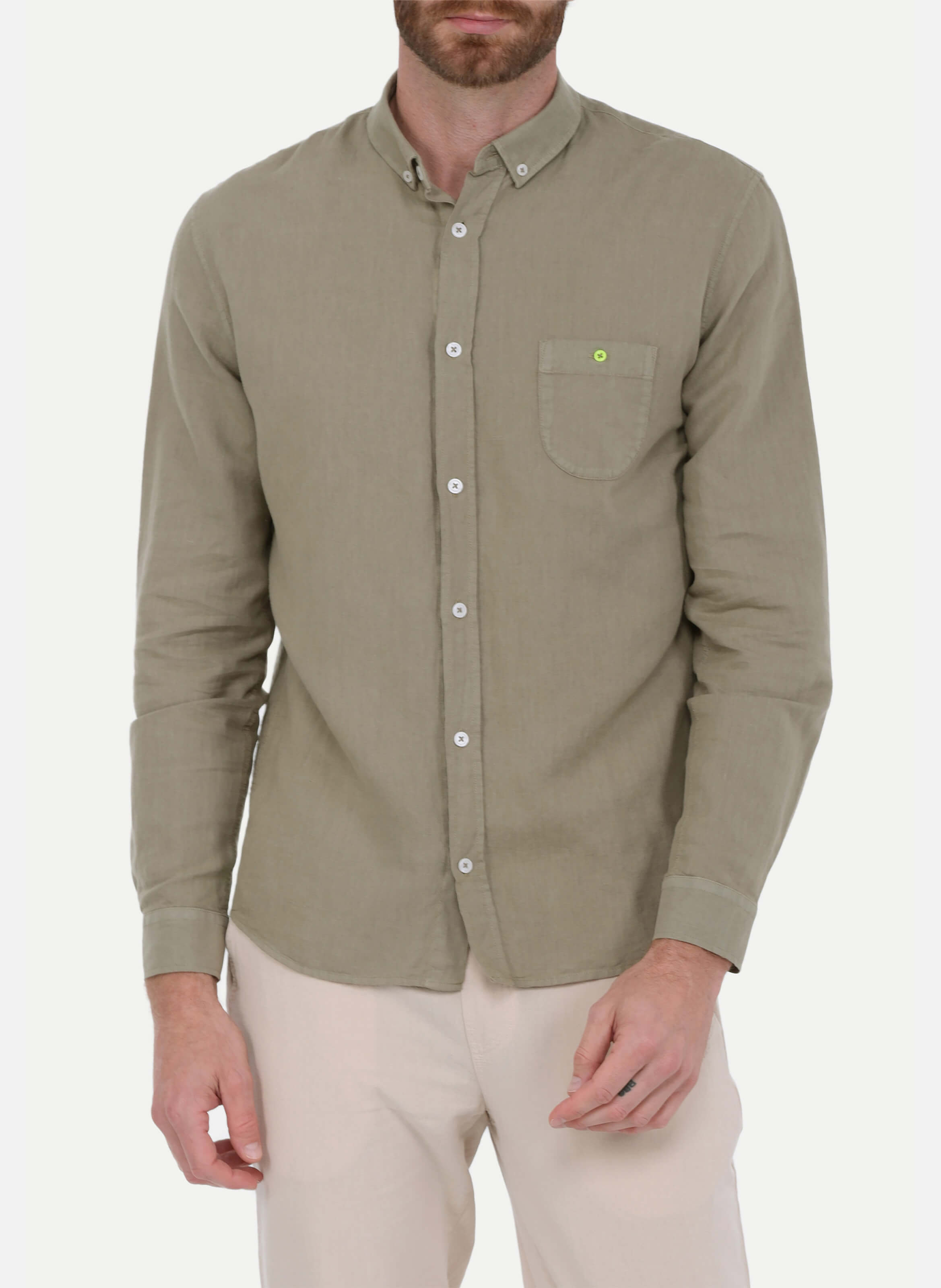 Chemise  en coton et lin GILI'S Vert