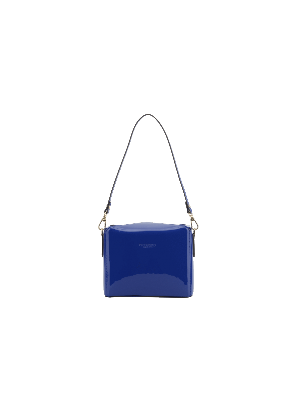 Cassetta vernis | sac porté épaule en cuir de vachette POURCHET Bleu