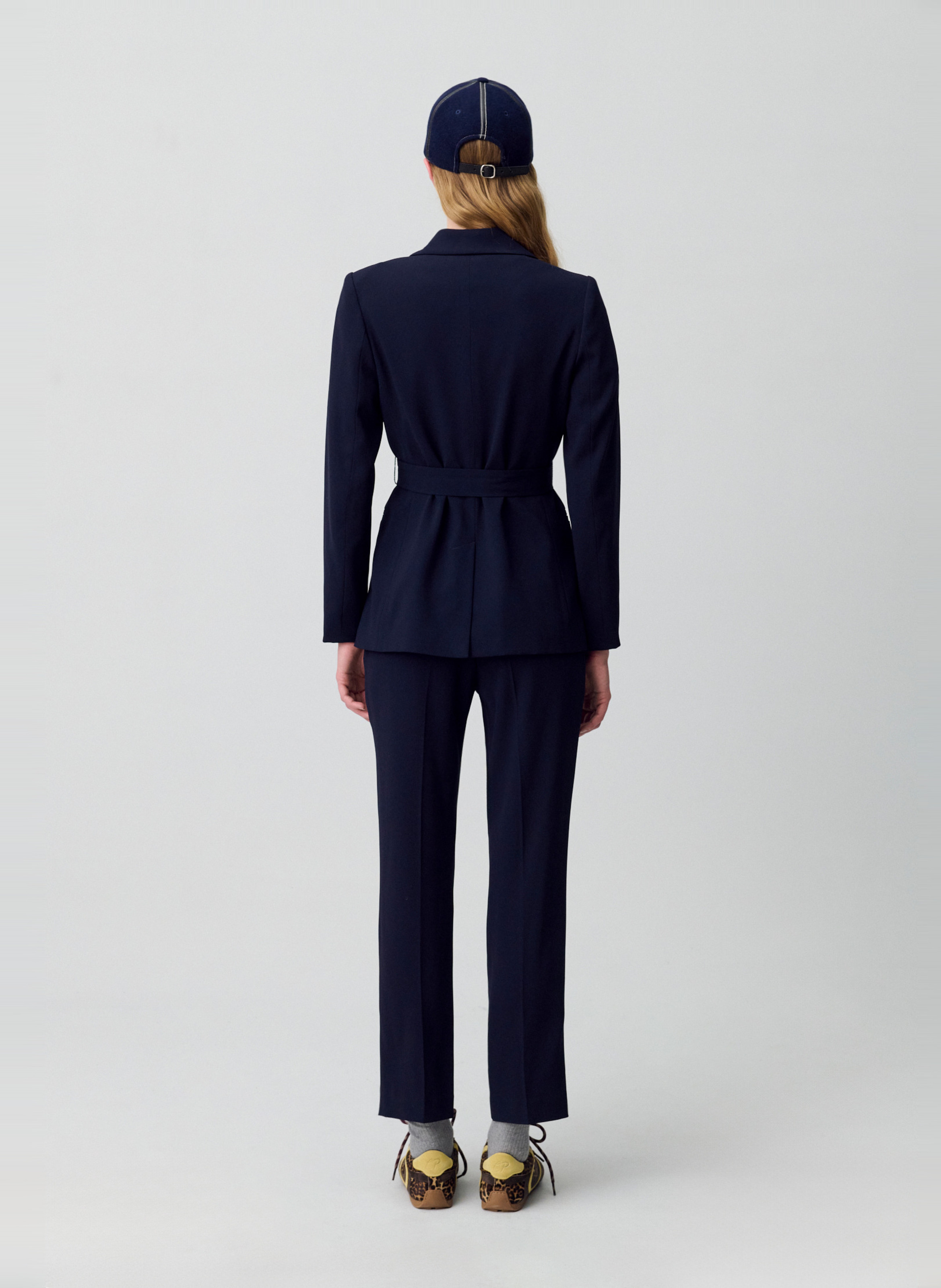 Veste col tailleur ceinturée CLAUDIE PIERLOT Bleu