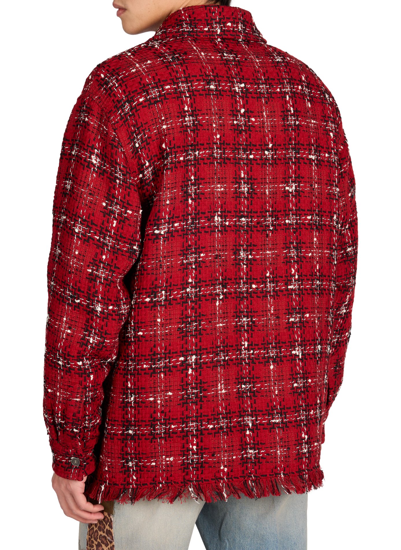 Loose-fitting checkered shirt in mixed cotton and wool tweed AMIRI Red