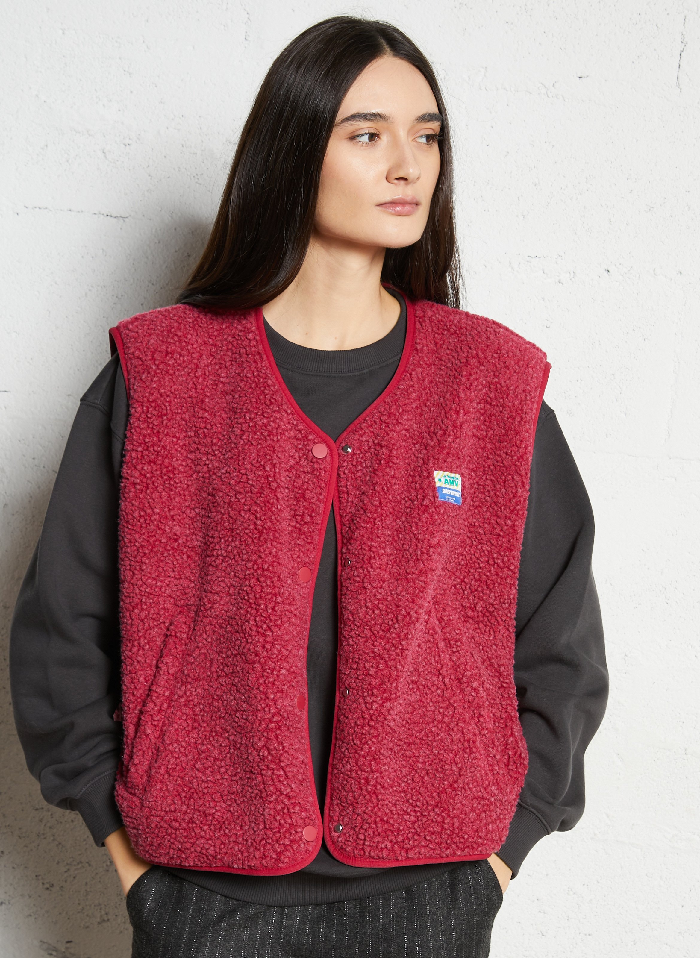 Gilet col rond molletonné sans manches Hoktown AMERICAN VINTAGE Rouge