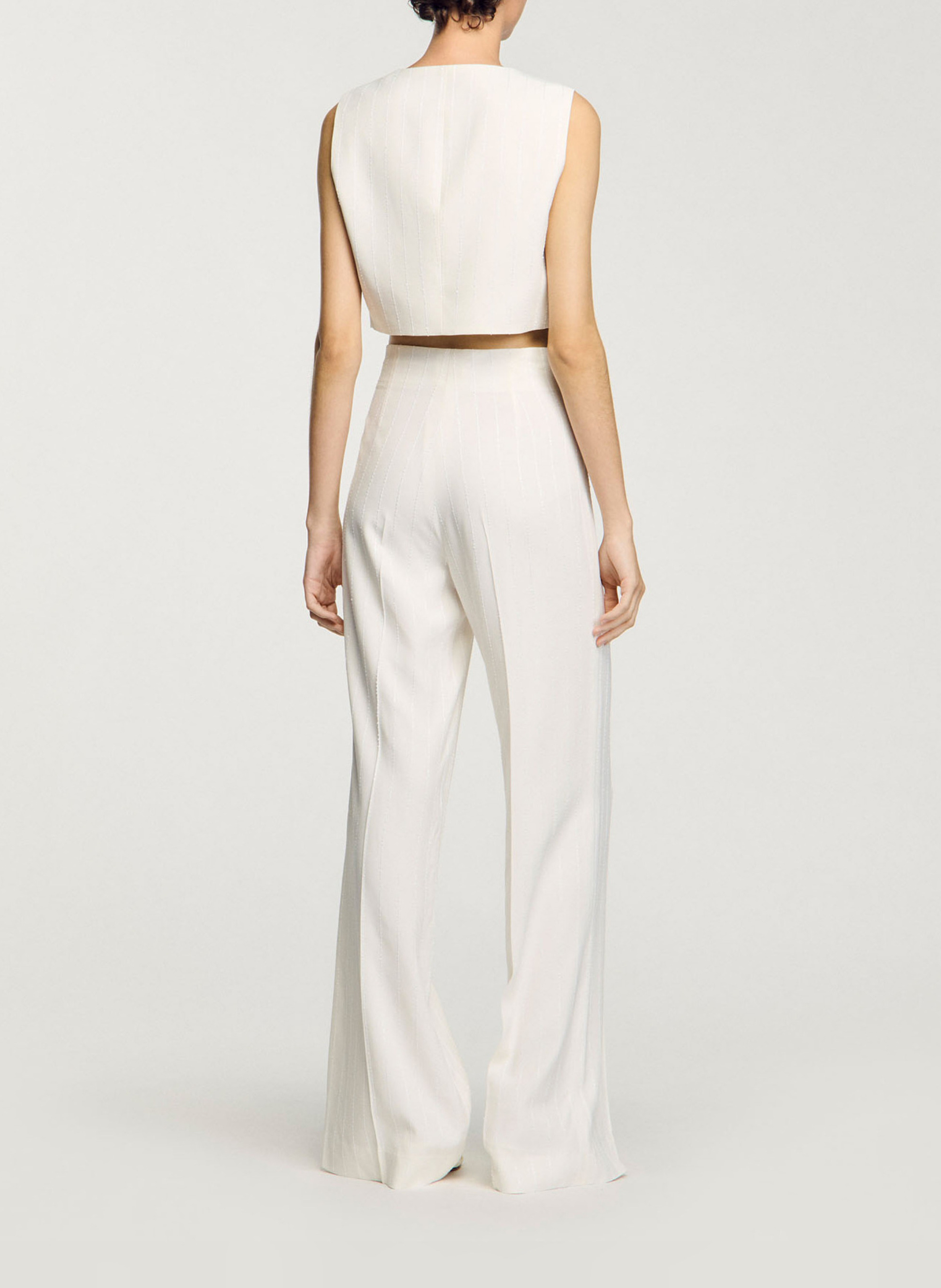 Veston de costume rayé à sequins SANDRO Beige