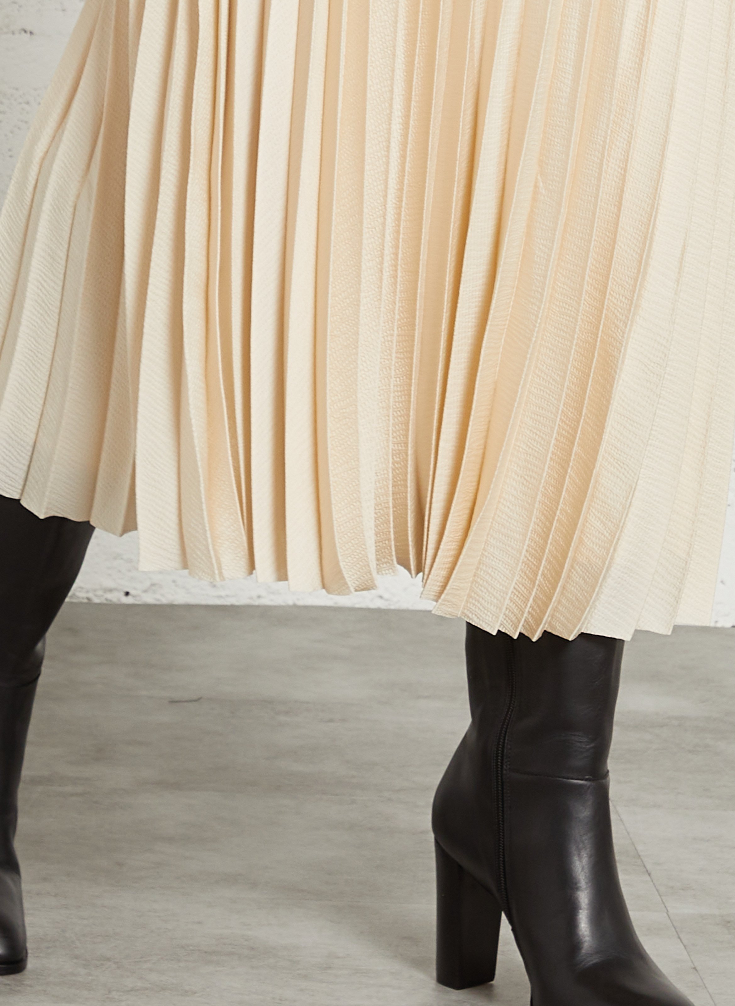 Robe longue col v plissée billie MAISON 123 Beige