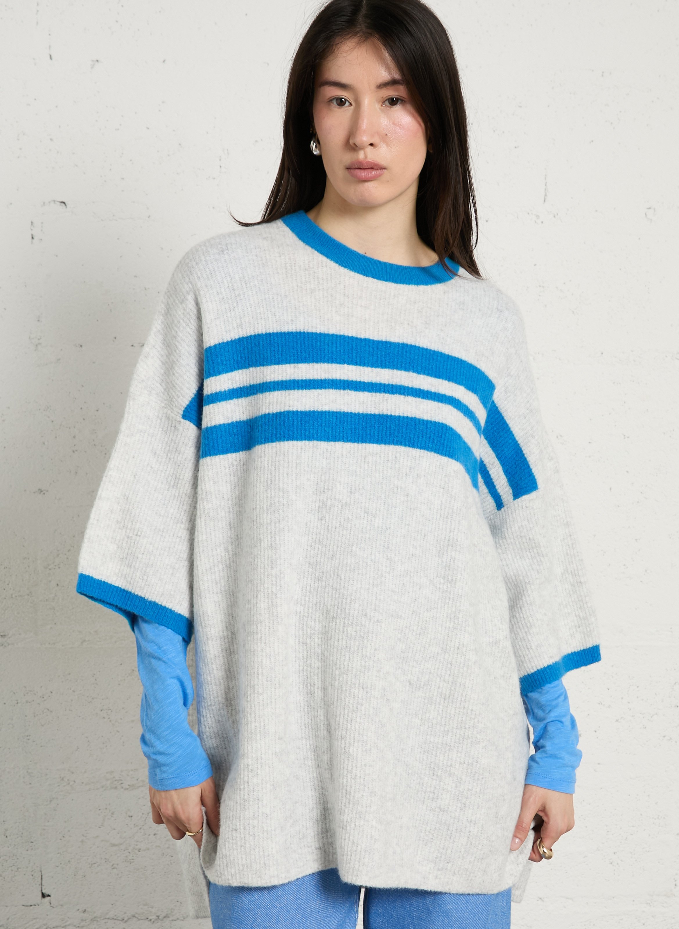 Pull ample col rond à rayures damsville AMERICAN VINTAGE Gris