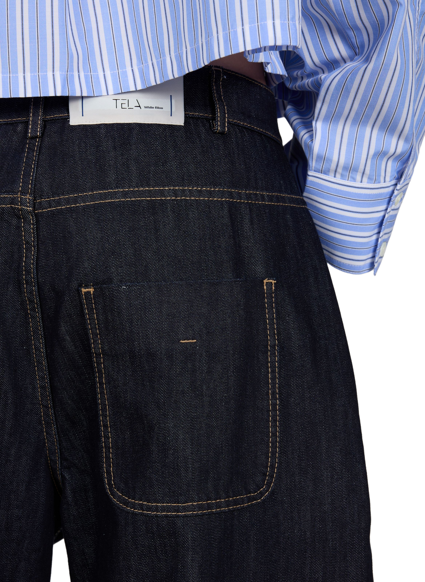 Jean large avec surpiqûres TELA Bleu