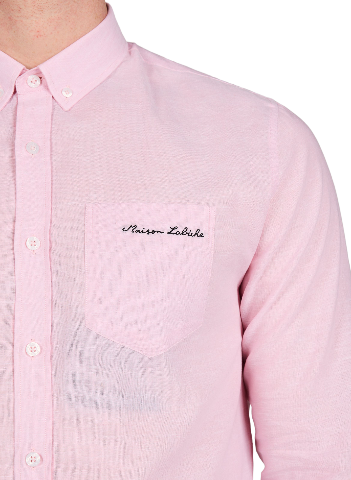 Carnot straight embroidered cotton shirt MAISON LABICHE Pink