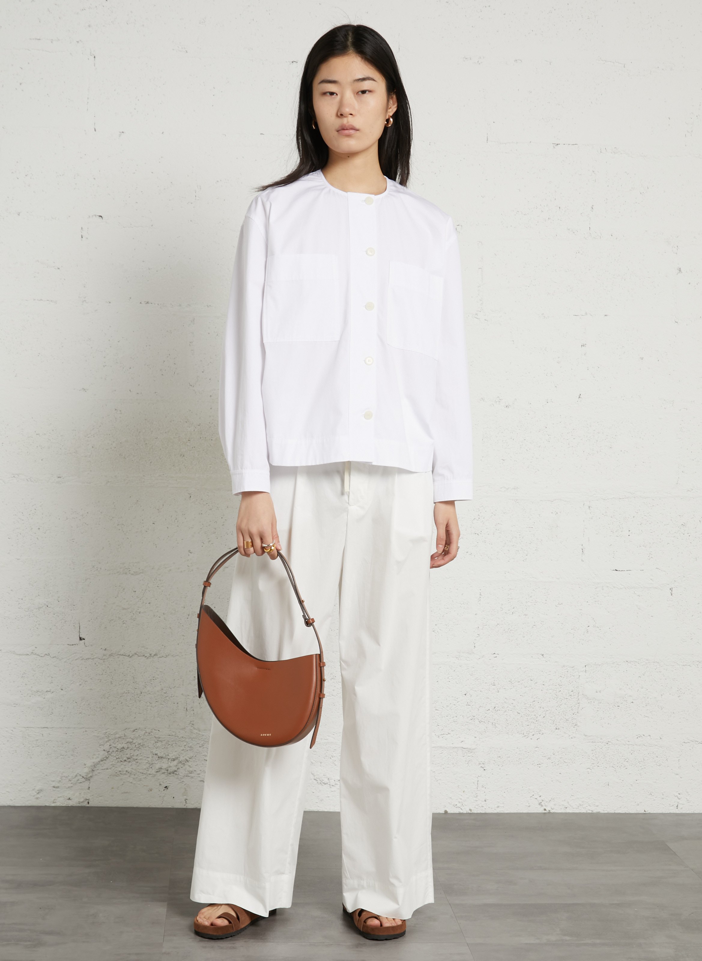 Sac porté épaule en cuir wino SOEUR Beige