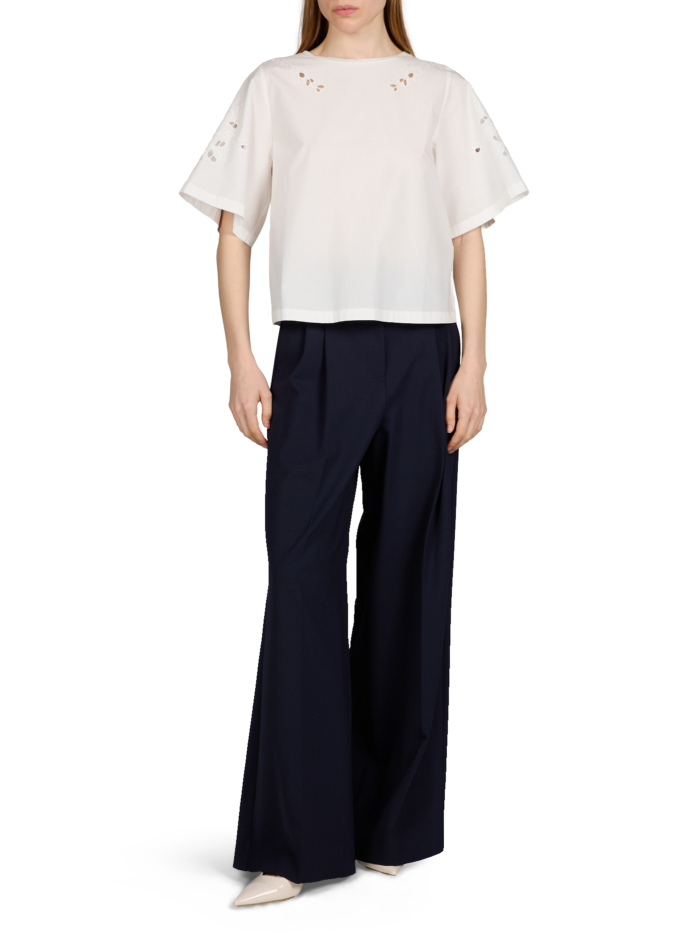 Top copped brodé en coton MAX MARA WEEK END Blanc