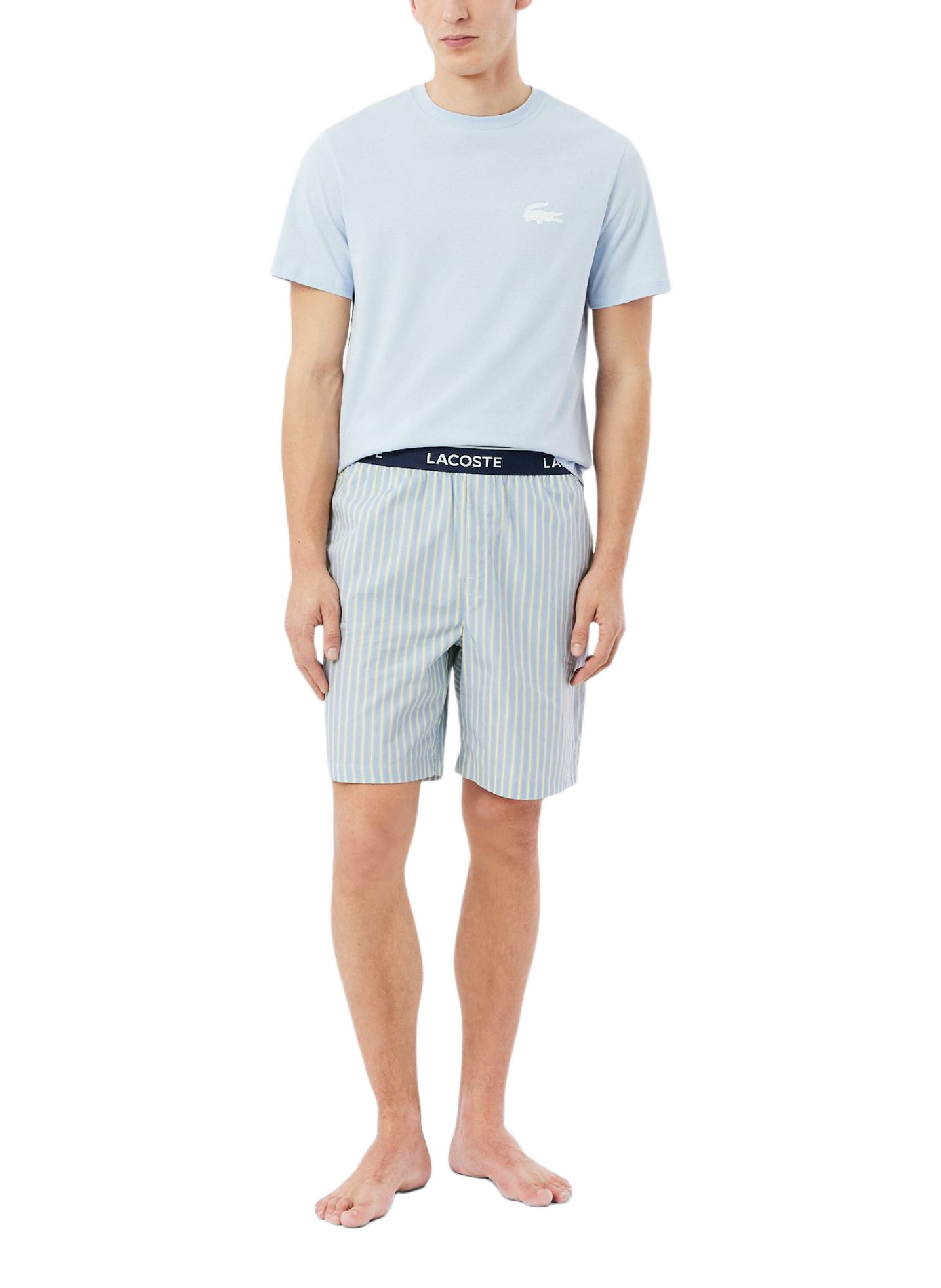 Short de pyjama à rayures en coton LACOSTE Vert