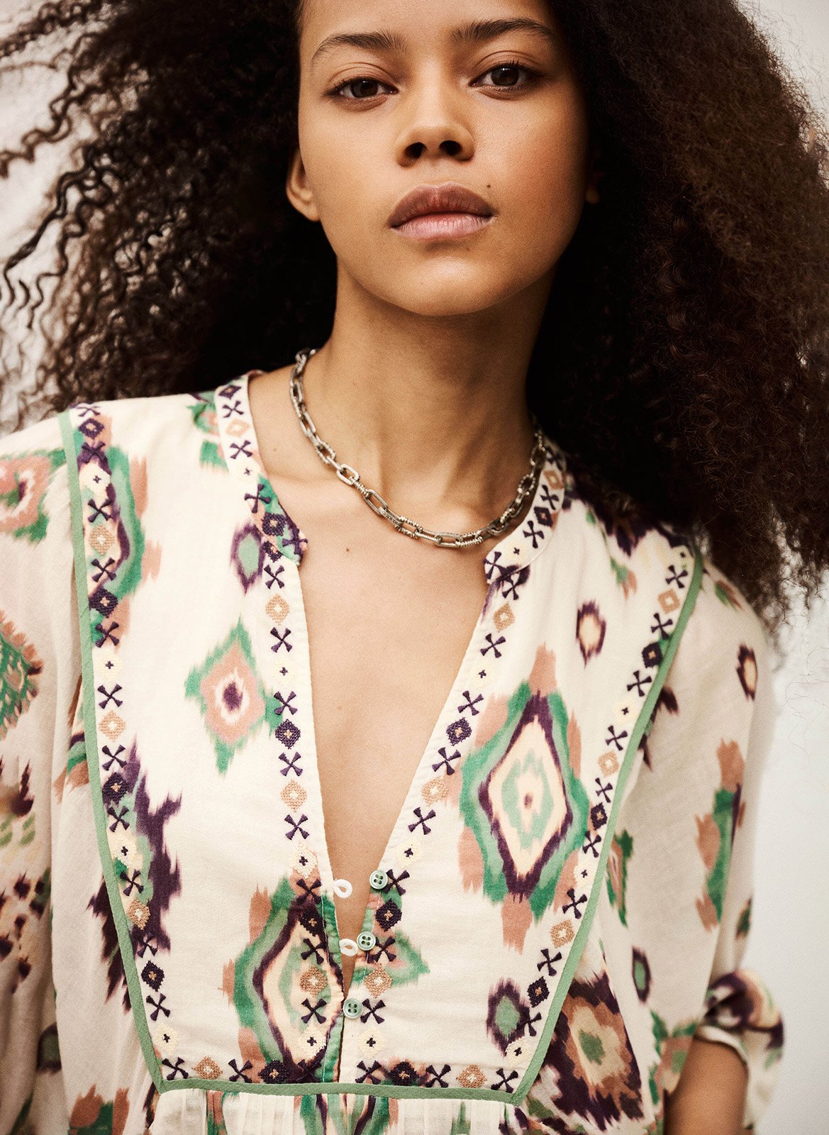 Robe courte col v olalie BA&SH Beige