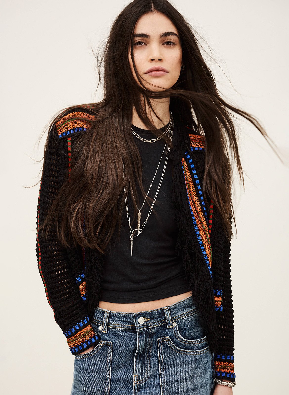 Gilet en crochet col rond bianca BA&SH Multicolore