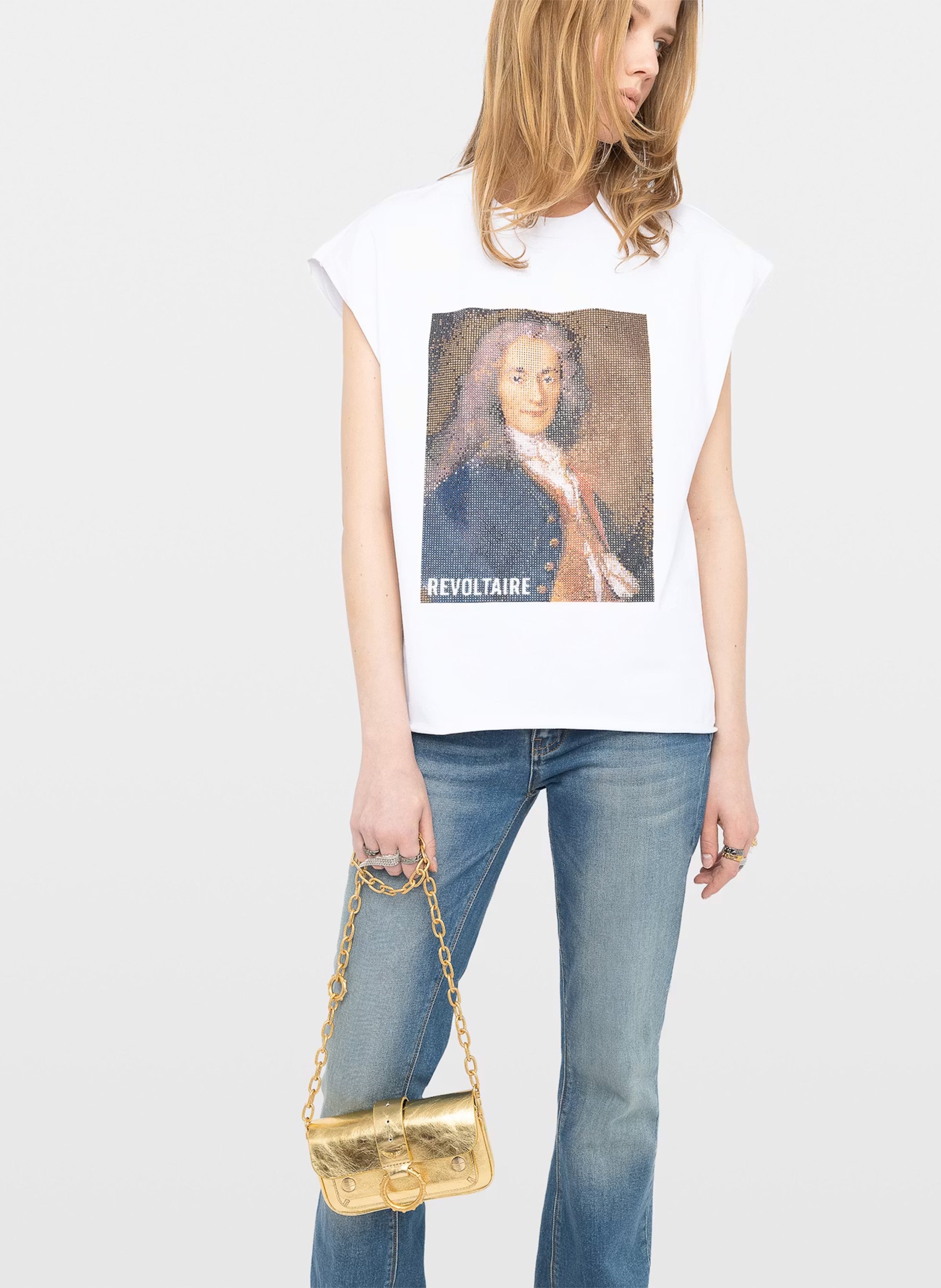 Sac porté épaule en cuir kate wallet ZADIG&VOLTAIRE Doré