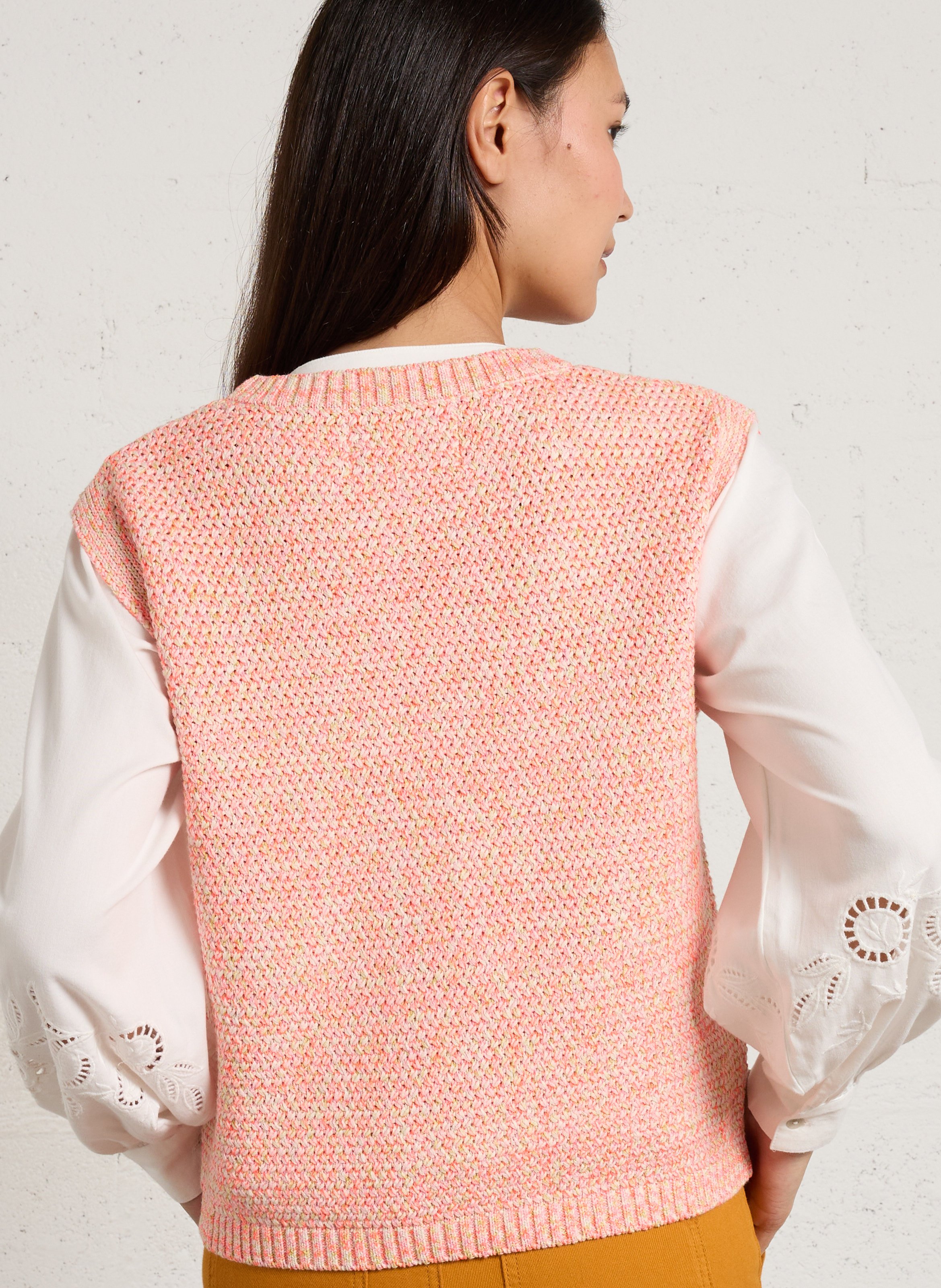 Pull sans manches en maille passion MAISON 123 Orange