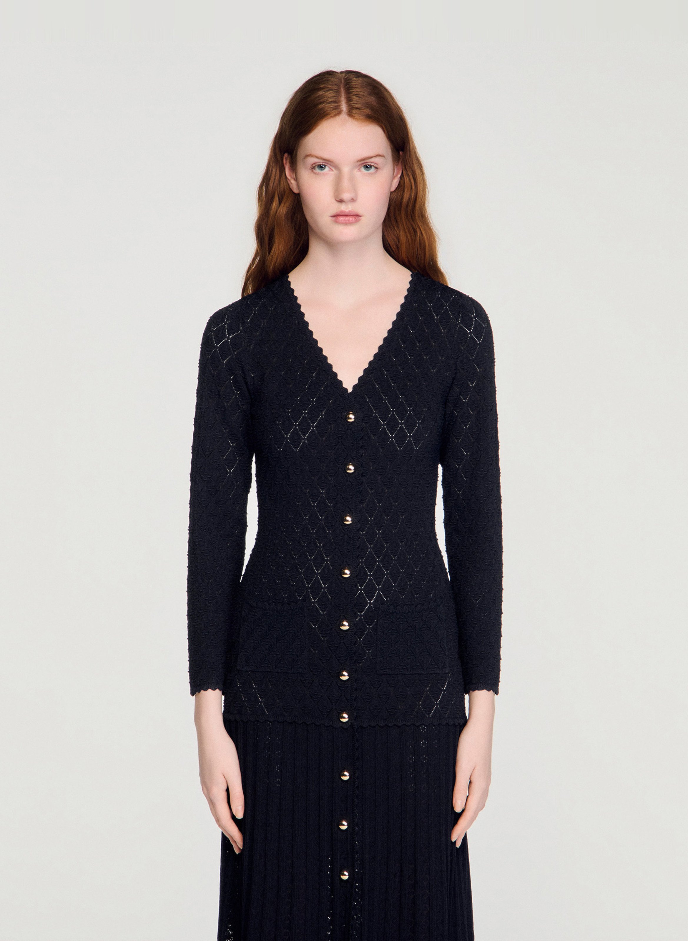 Robe longue col v | Noir SANDRO Femme