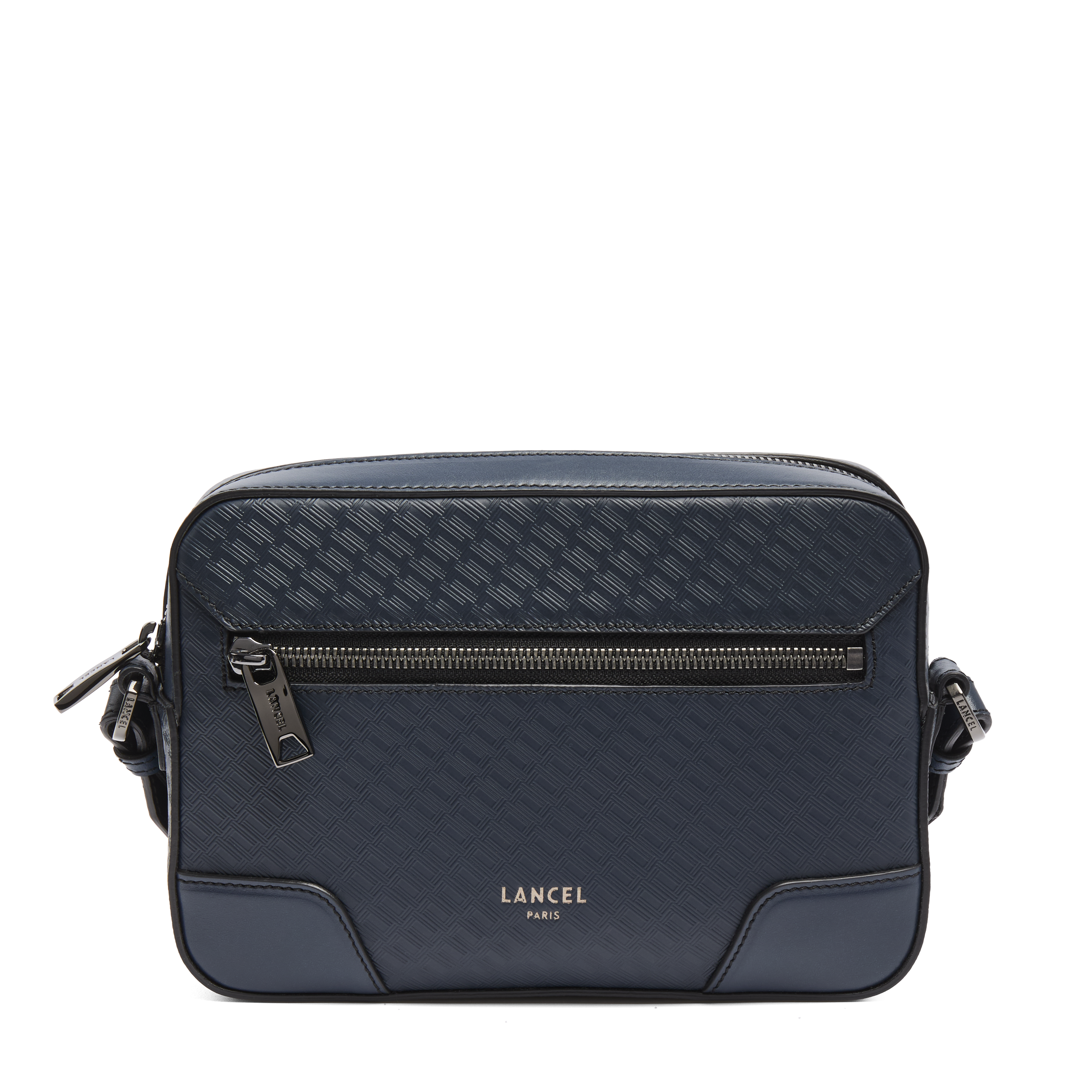 Sac camera charlie de lancel en animation monogramme micro logo : cuirs de vachette lisse & embosse LANCEL Bleu