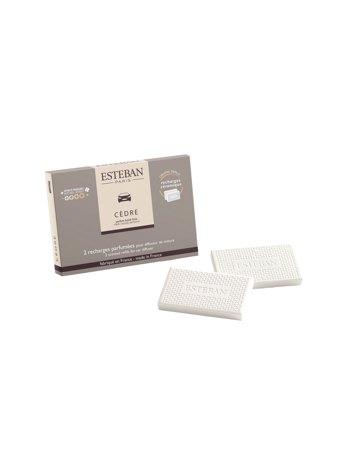 Two scented refills for Cedar car diffuser ESTEBAN Beige