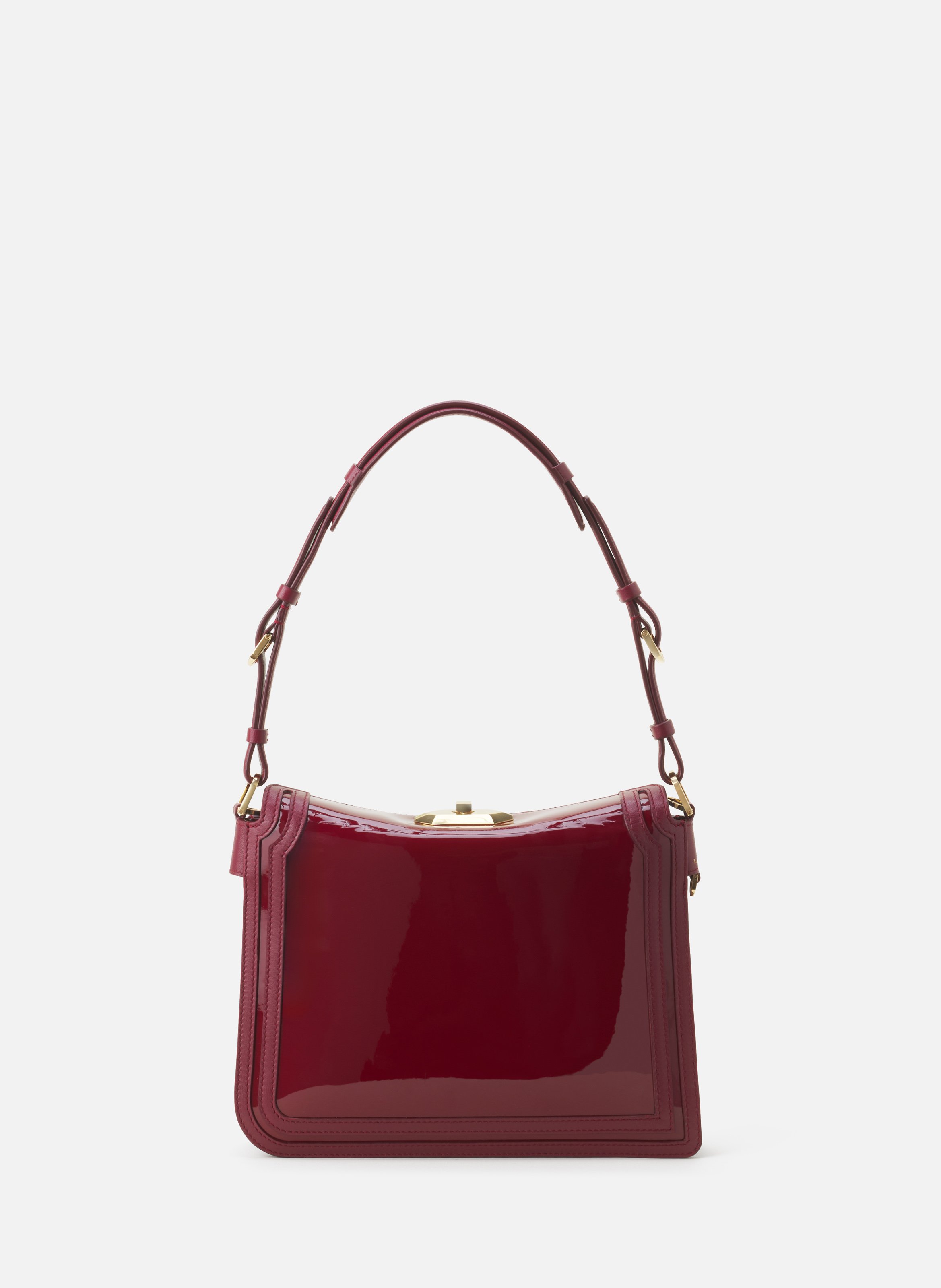 Sac compagnon 20 en cuir vernis LANVIN Rouge