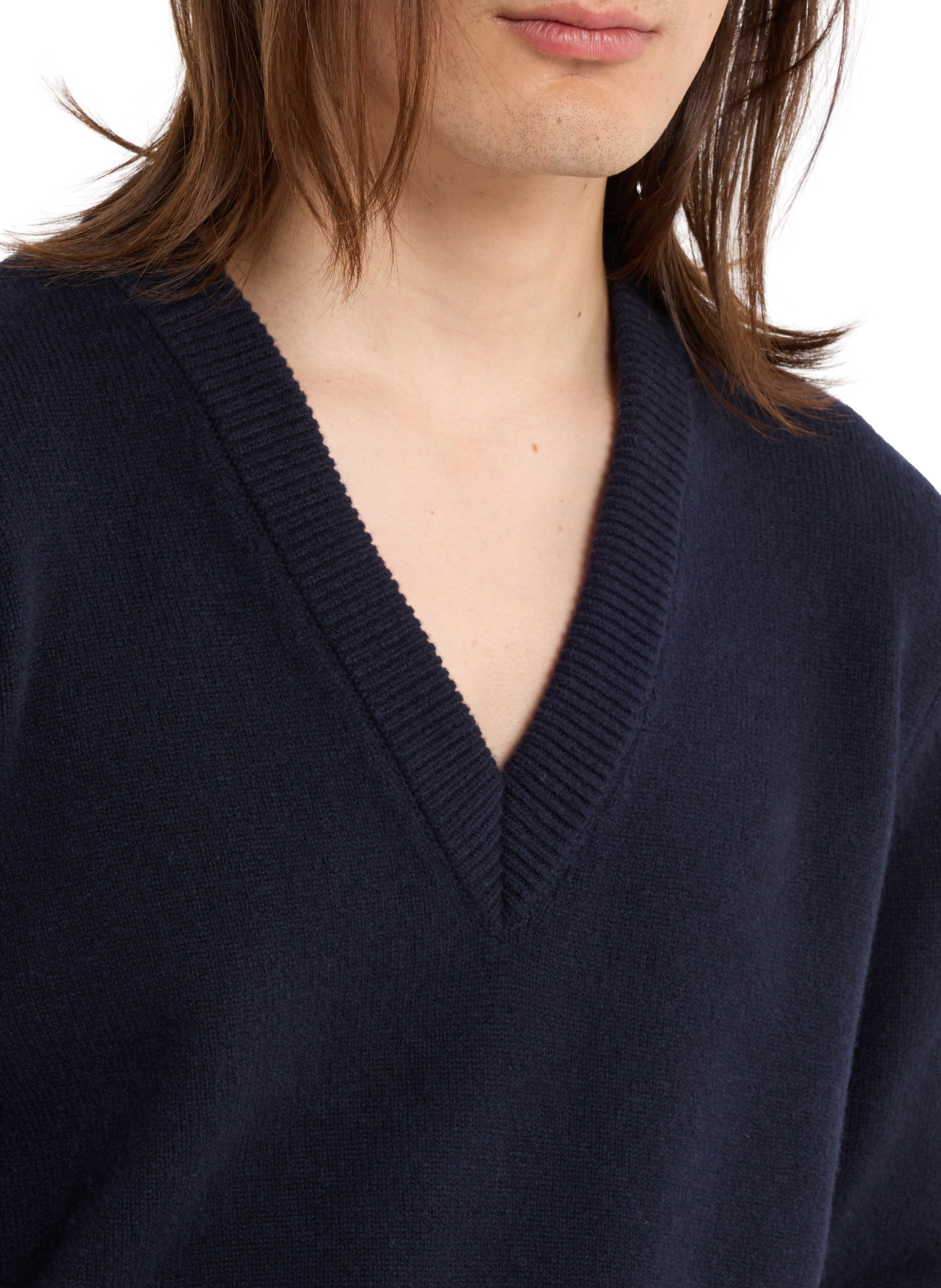 Oversized wool V-neck sweater SAISON 1865 Blue