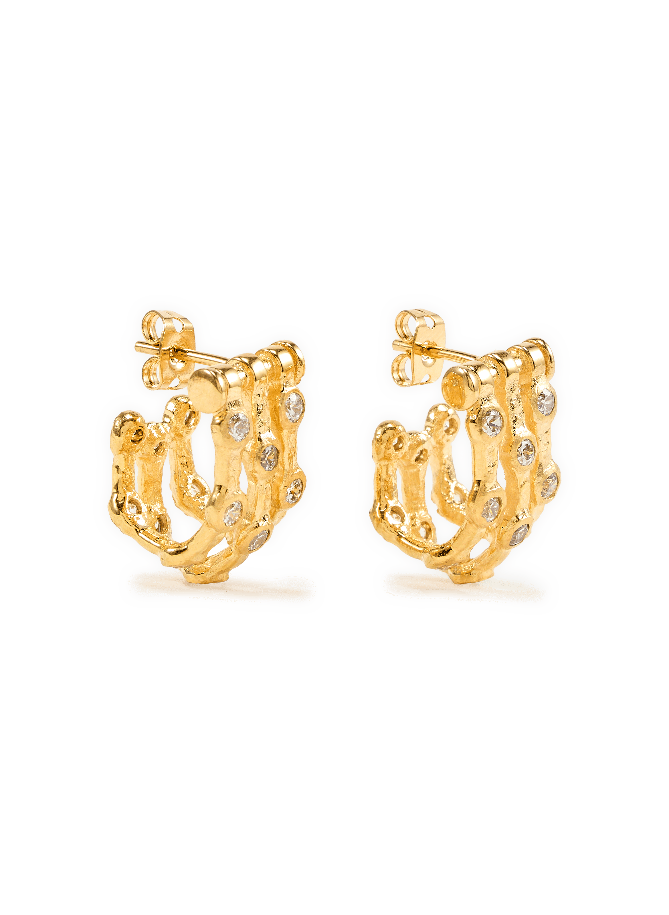 Earrings with wave pattern and beads JOANNA LAURA CONSTANTINE Golden
