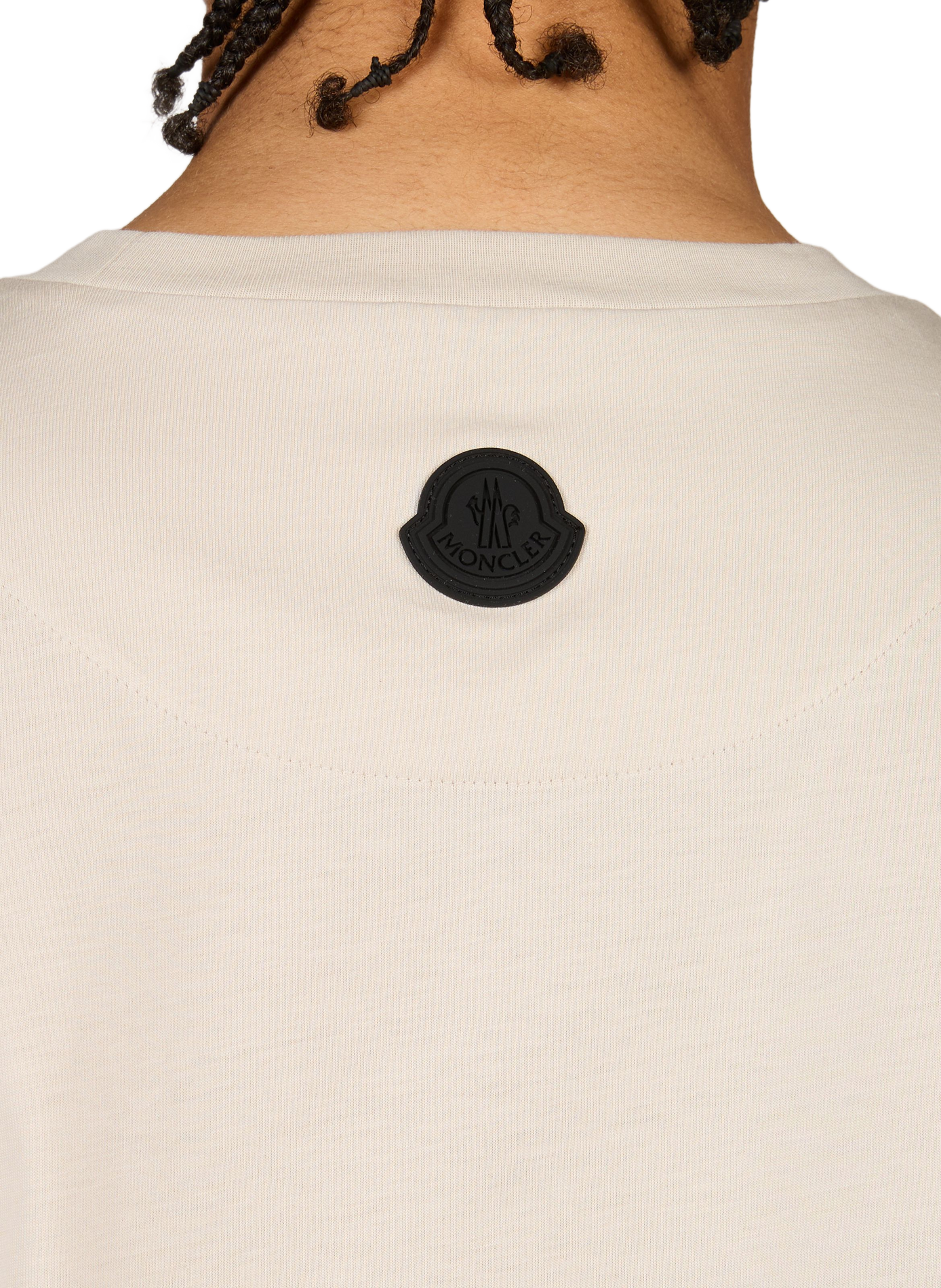 T-shirt met ronde hals en katoenen logo. MONCLER Beige