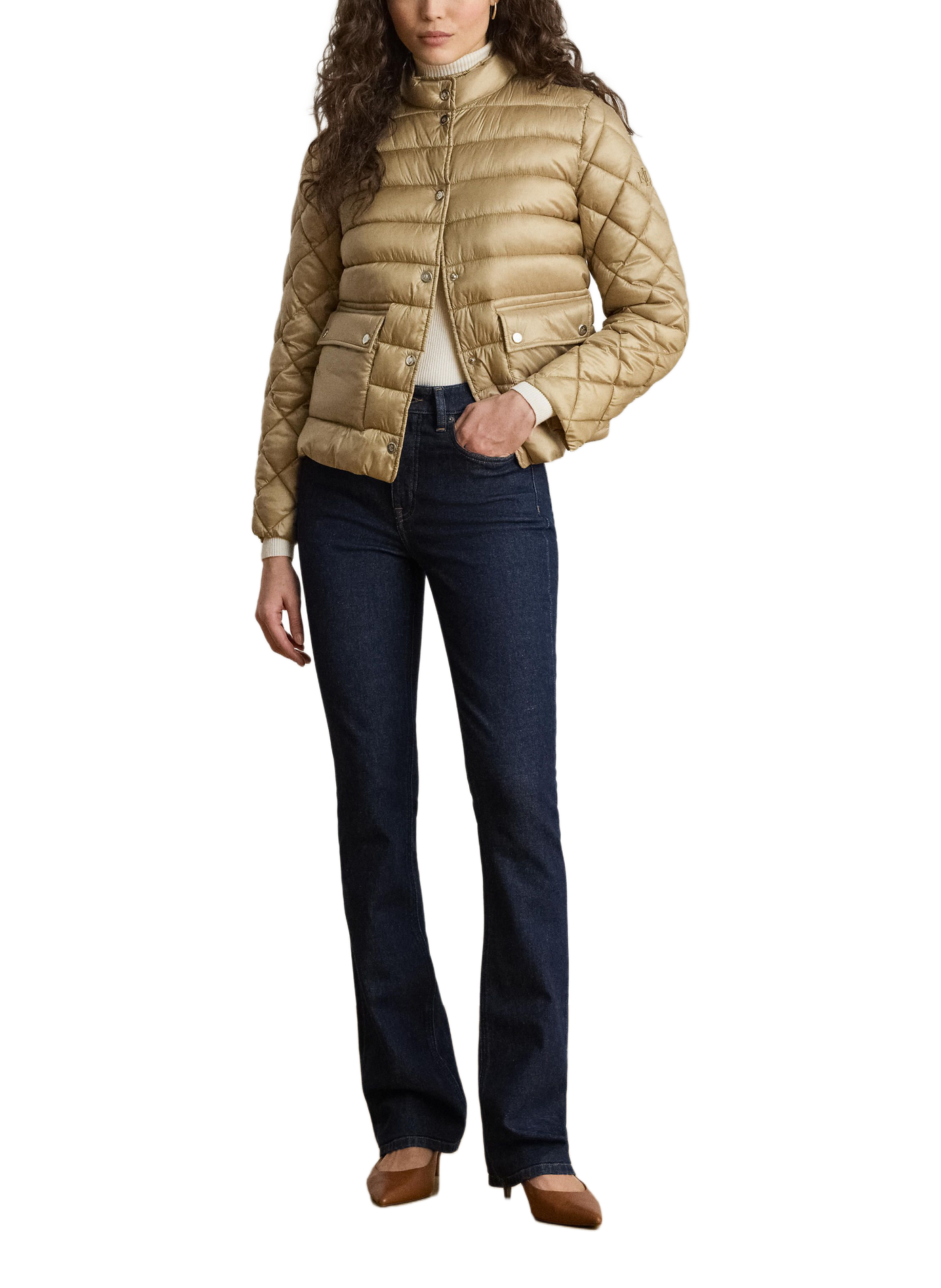 Quilted jacket with high collar LAUREN Beige