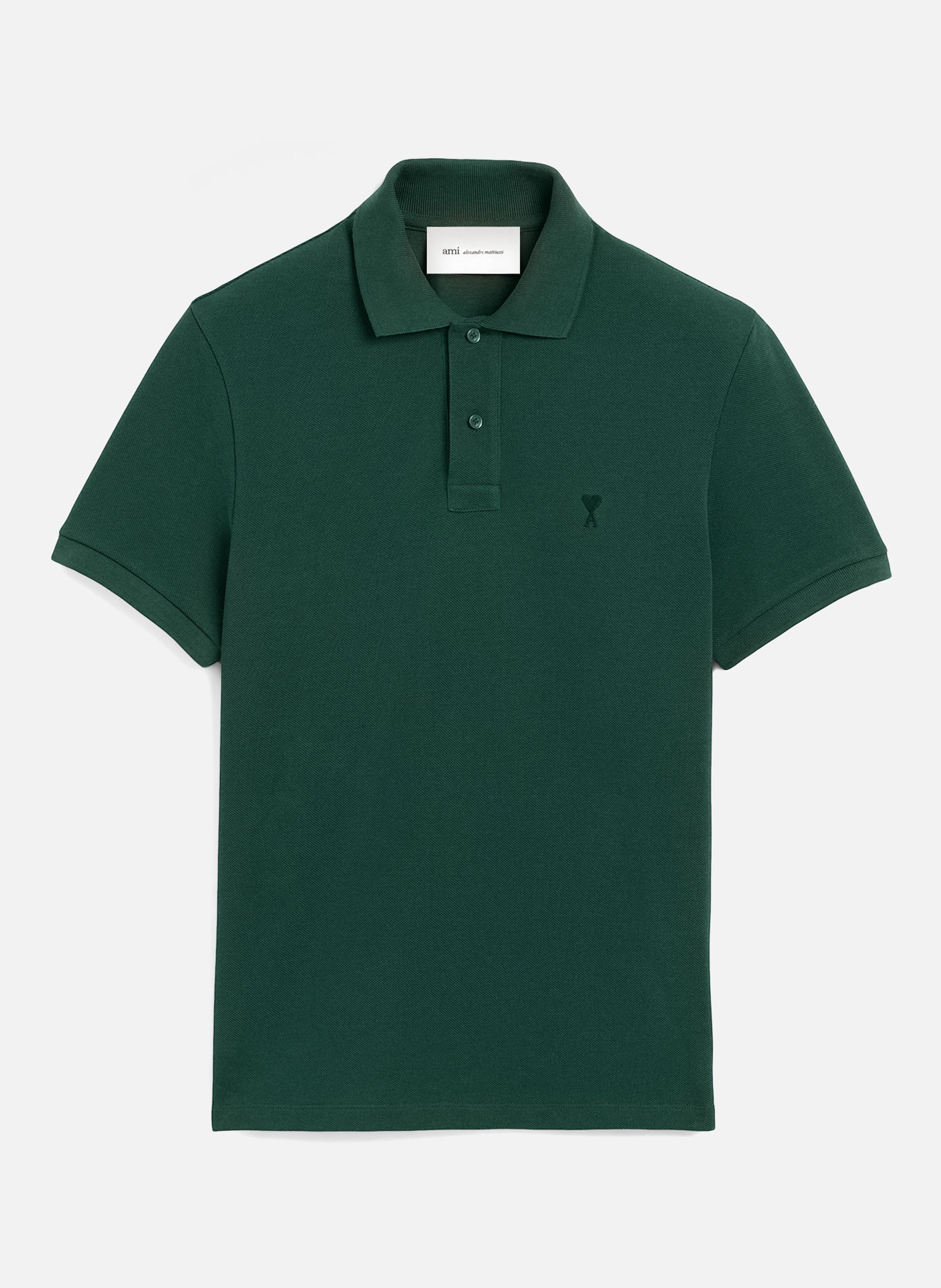 Polo ami de coeur en coton AMI PARIS Vert