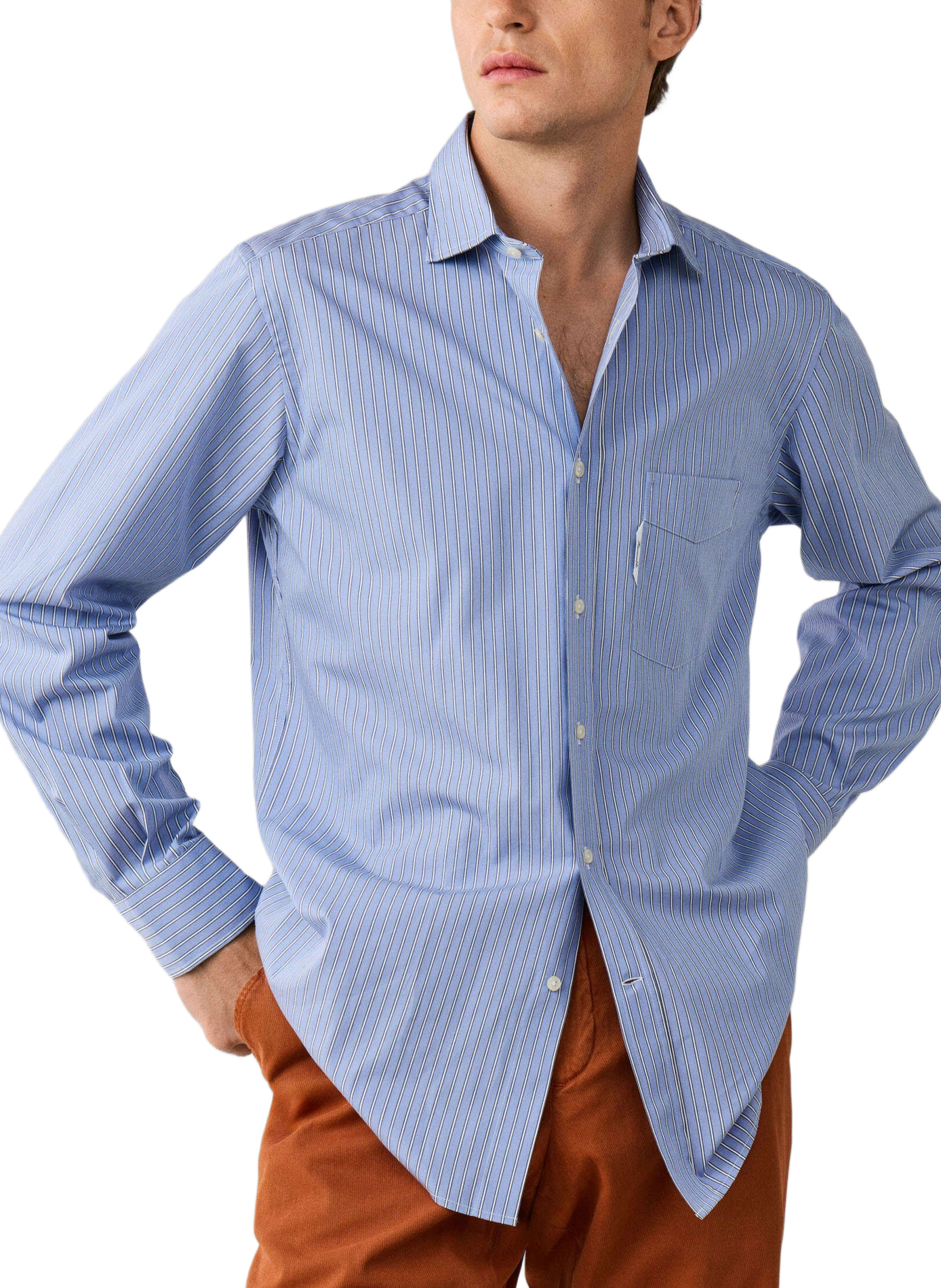 Rechte gestreepte katoenen overhemd met klassieke kraag FACONNABLE Blauw