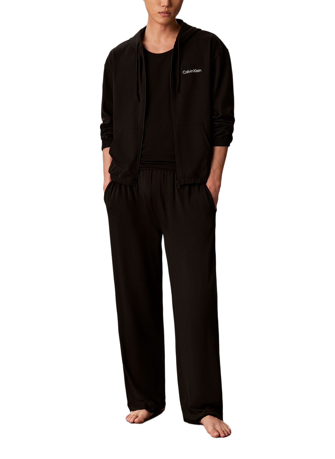 Gerader Kapuzenpullover aus Baumwolle CALVIN KLEIN Schwarz