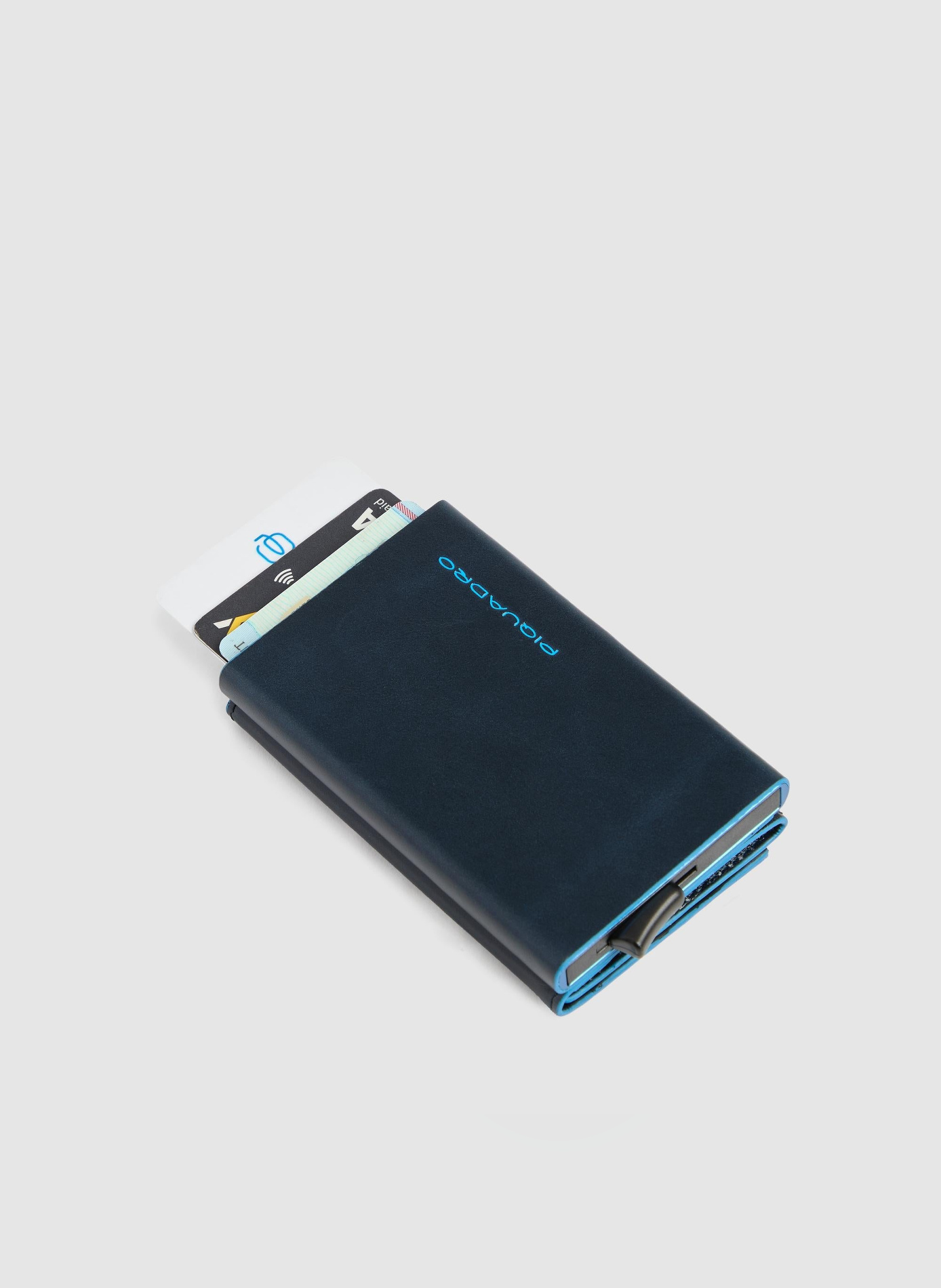 Compacte pop-up portemonnee met muntvak PIQUADRO Blauw