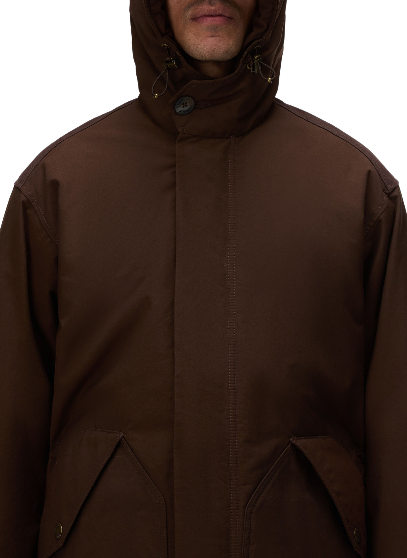 Plain mid-length hooded parka NAPAPIJRI Khaki