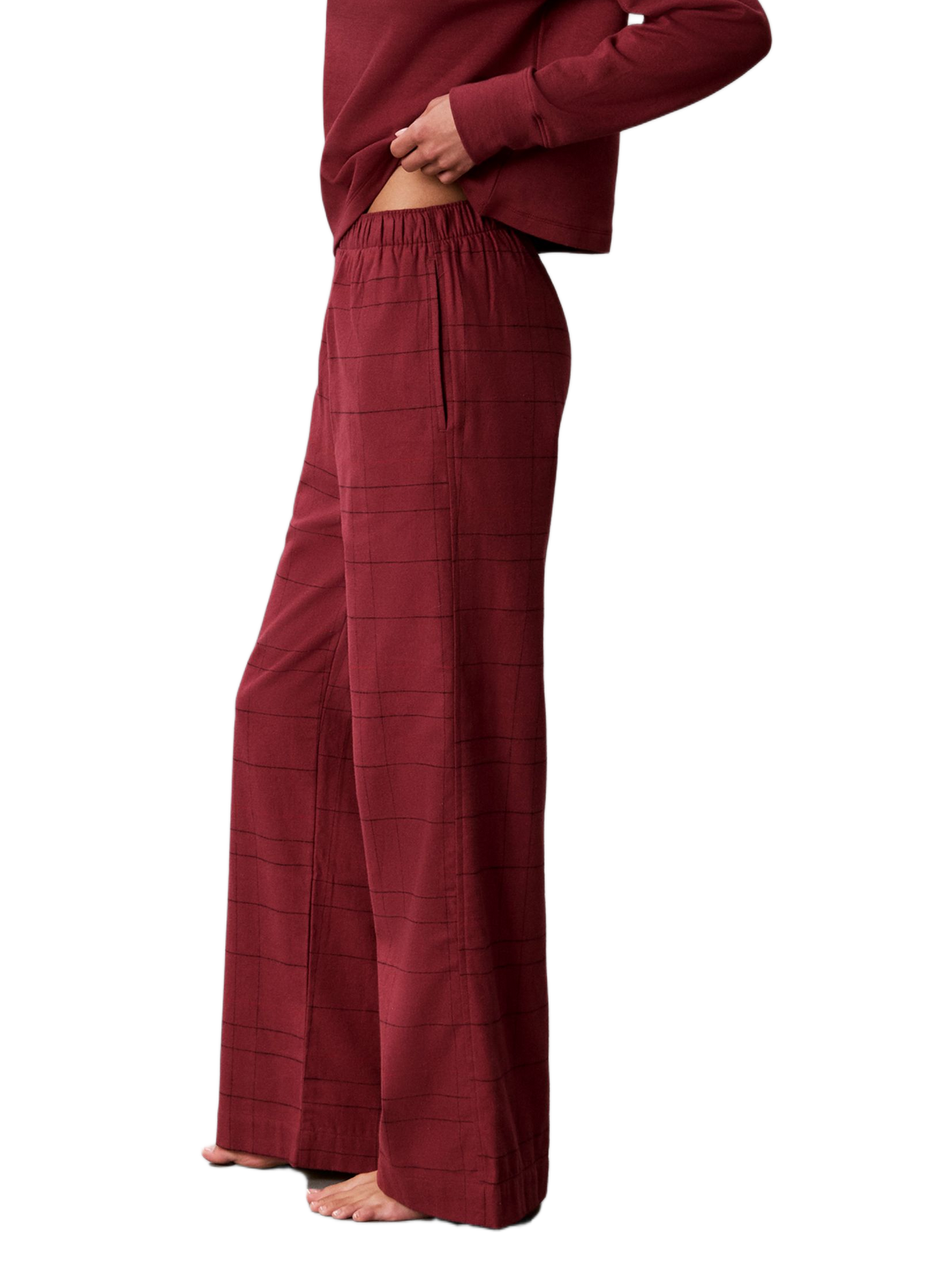 Karierter Pyjamahose aus Baumwollmischung CALVIN KLEIN Beige