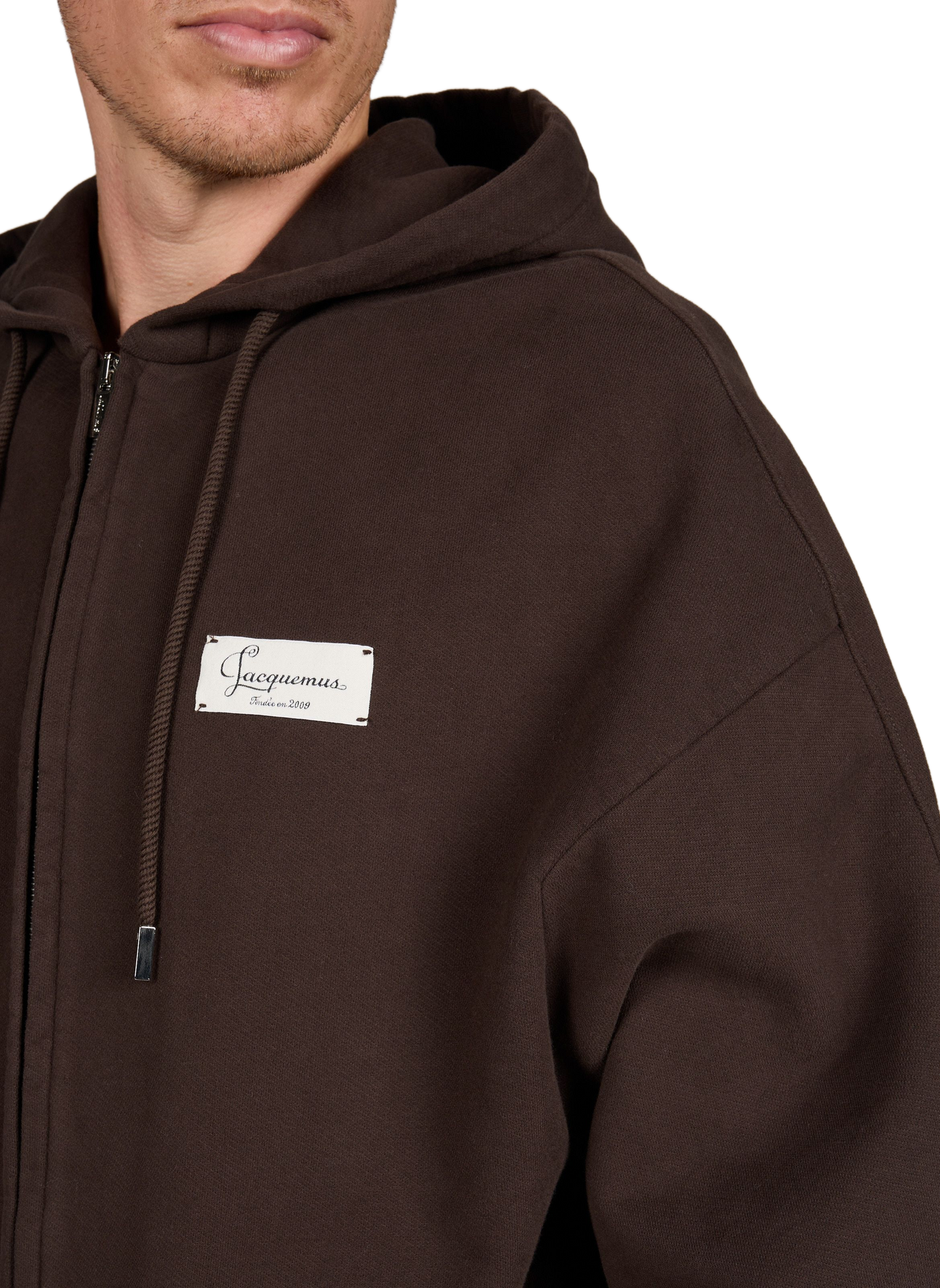 Effen hoodie met rits JACQUEMUS Bruin