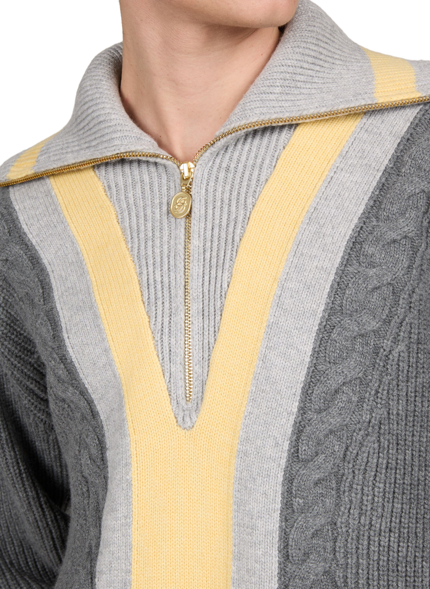 Wool and cashmere zip-neck sweater DROLE DE MONSIEUR Grey